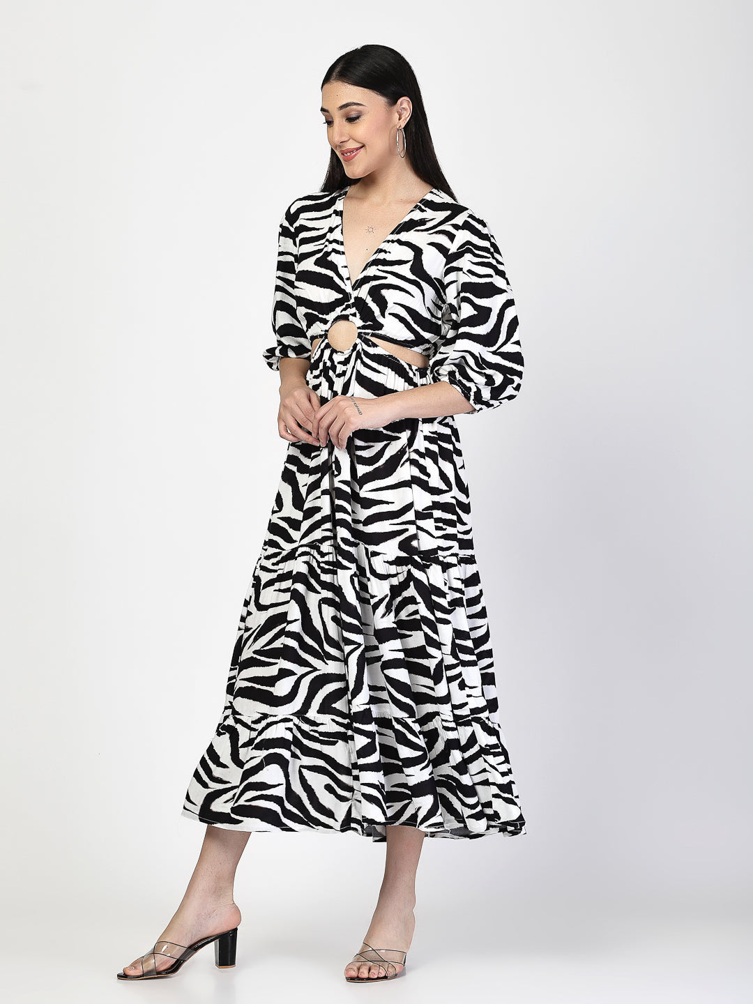 Printed Fit and Flare Midi Dress - Cosmic Trio