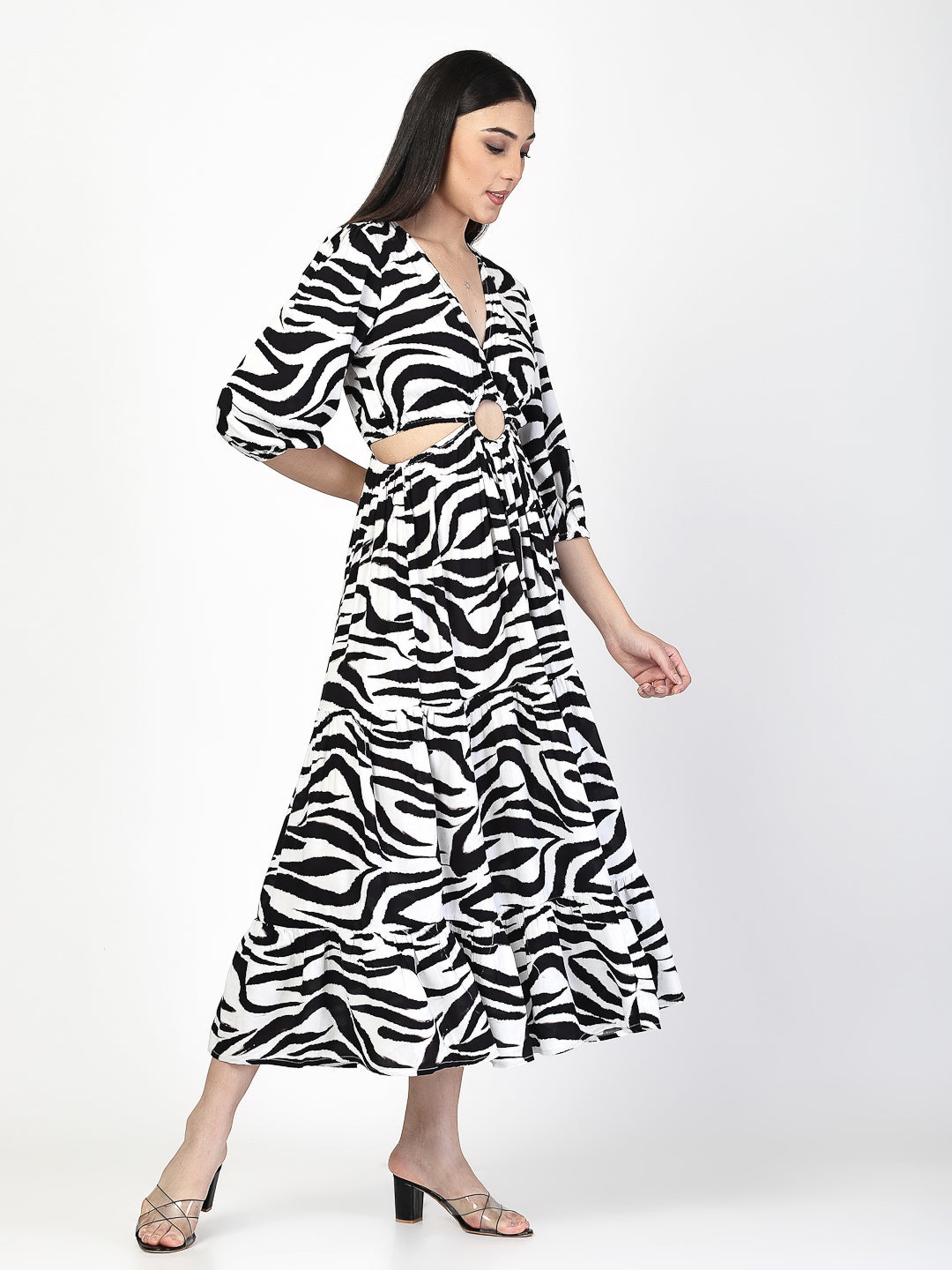 Printed Fit and Flare Midi Dress - Cosmic Trio