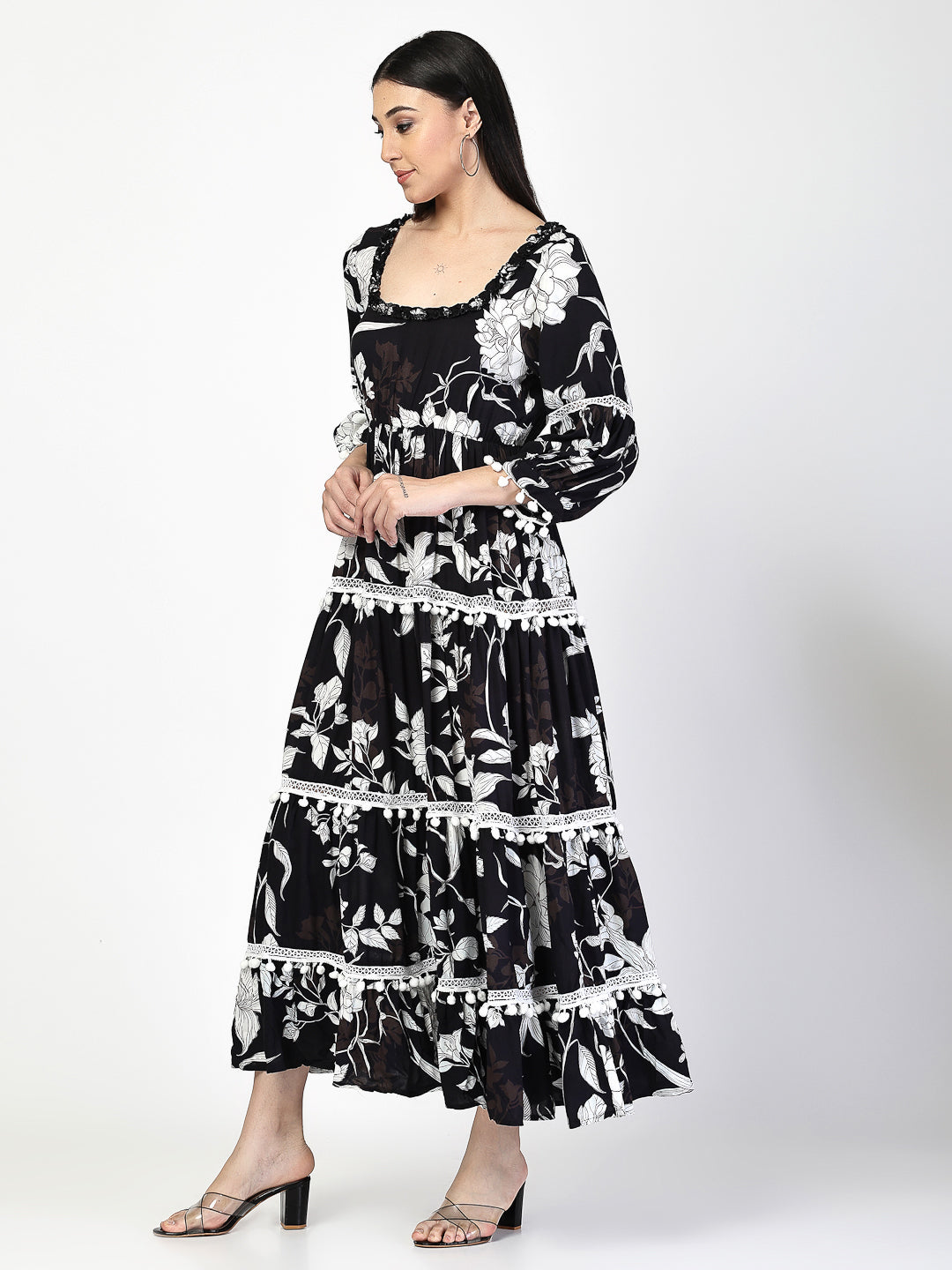 Printed Tiered midi Dress - Cosmic Trio