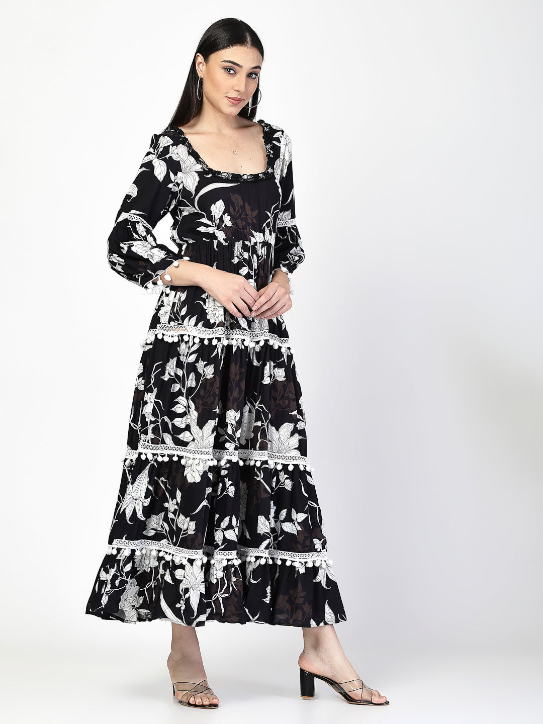 Printed Tiered midi Dress - Cosmic Trio