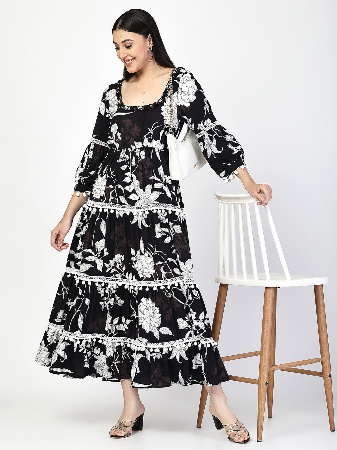 Printed Tiered midi Dress - Cosmic Trio