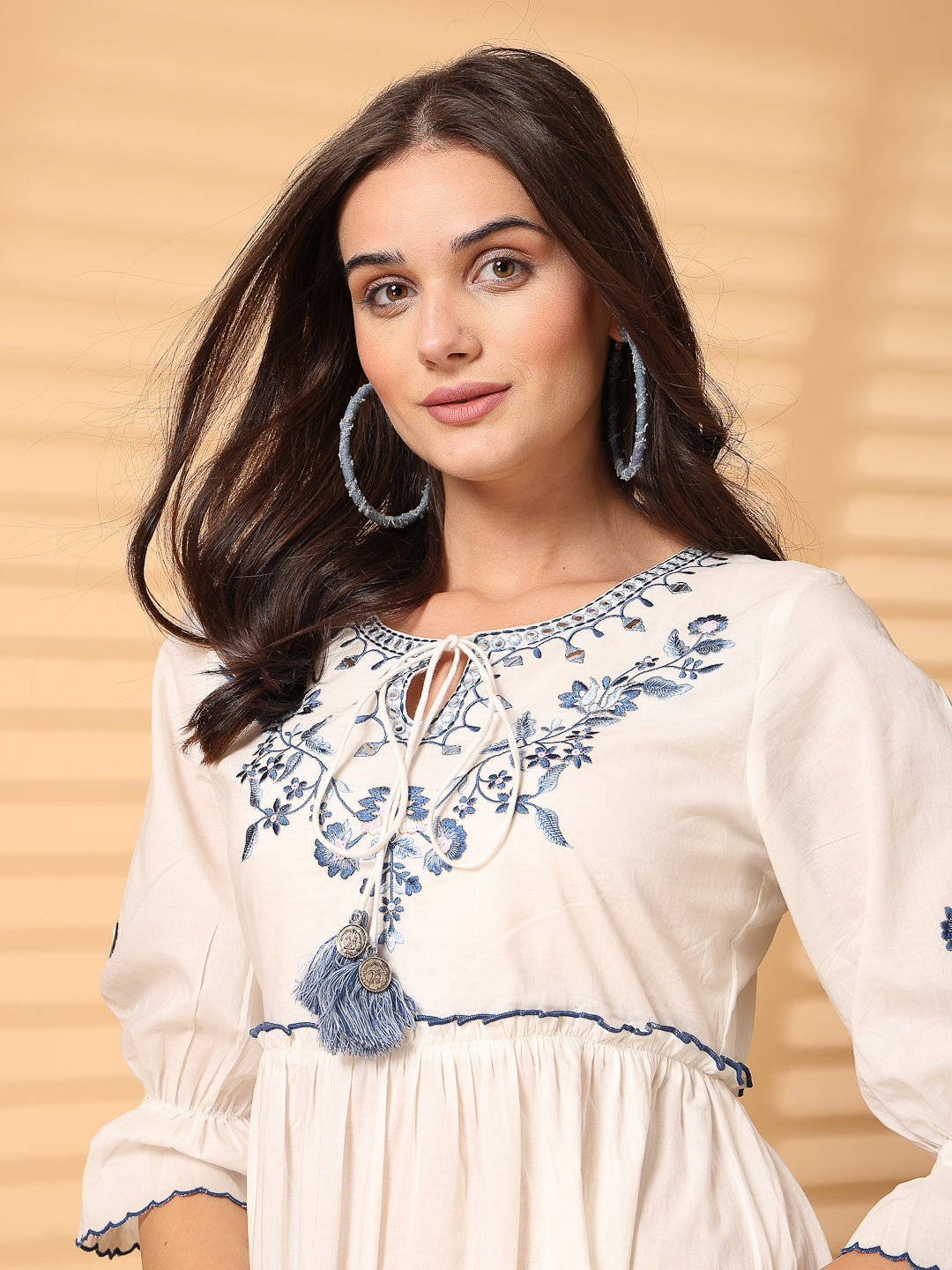 Elegant White Embroidered Midi Dress – Timeless Chic - Cosmic Trio