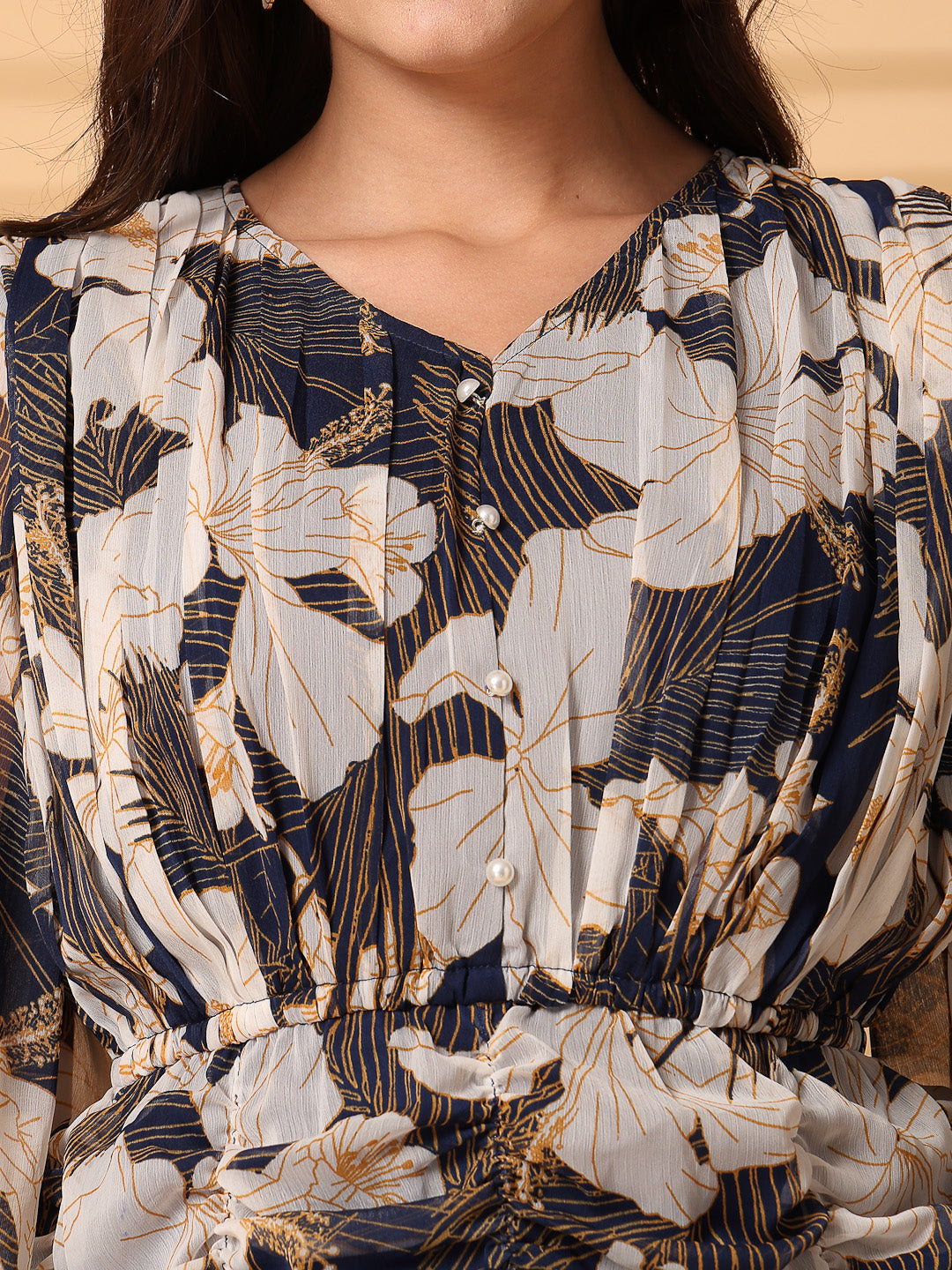 Blue Printed Short Dress - Effortless Style for Every Occasion - Cosmic Trio