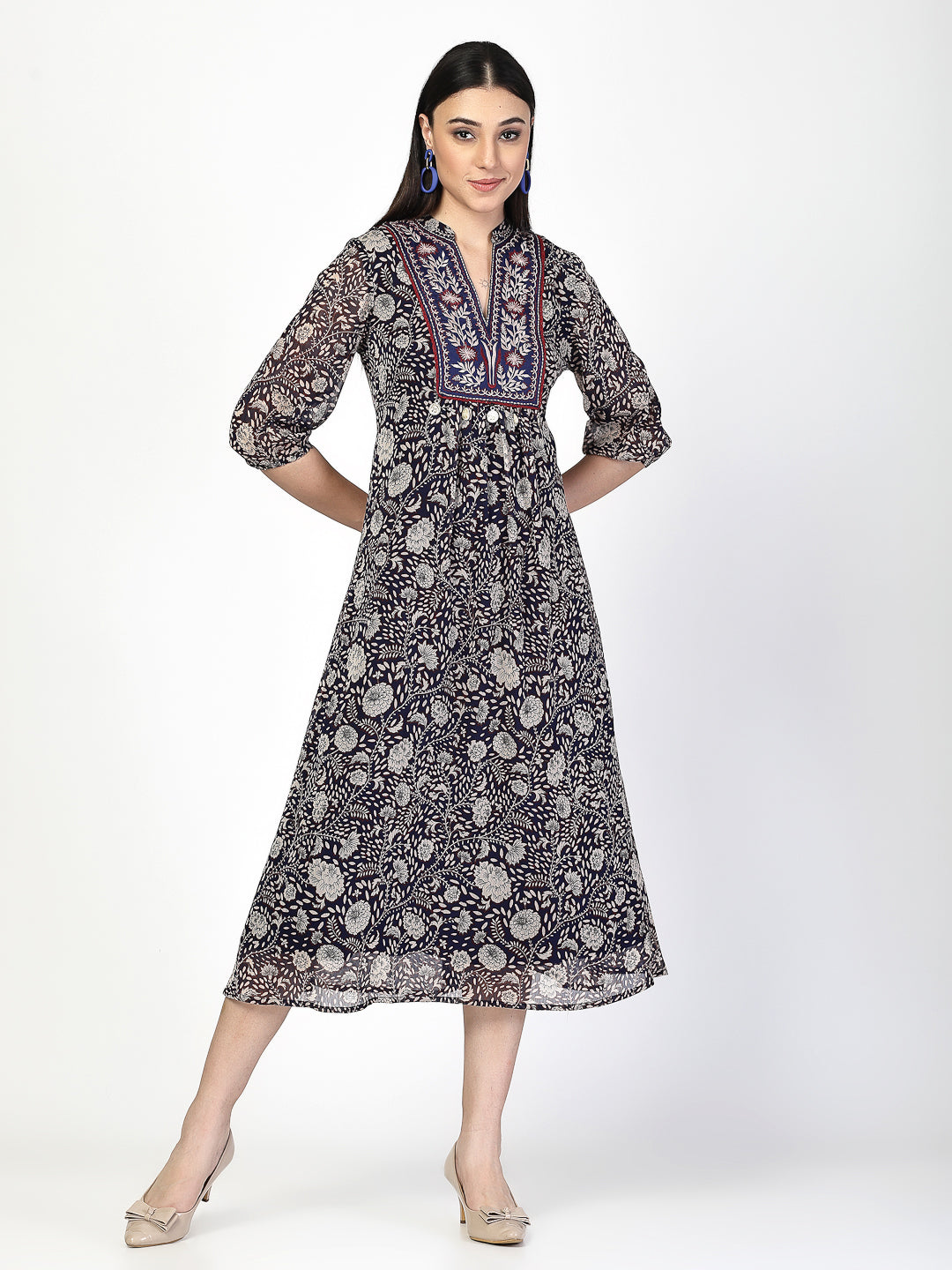 Embroidered A-Line Dress - Cosmic Trio