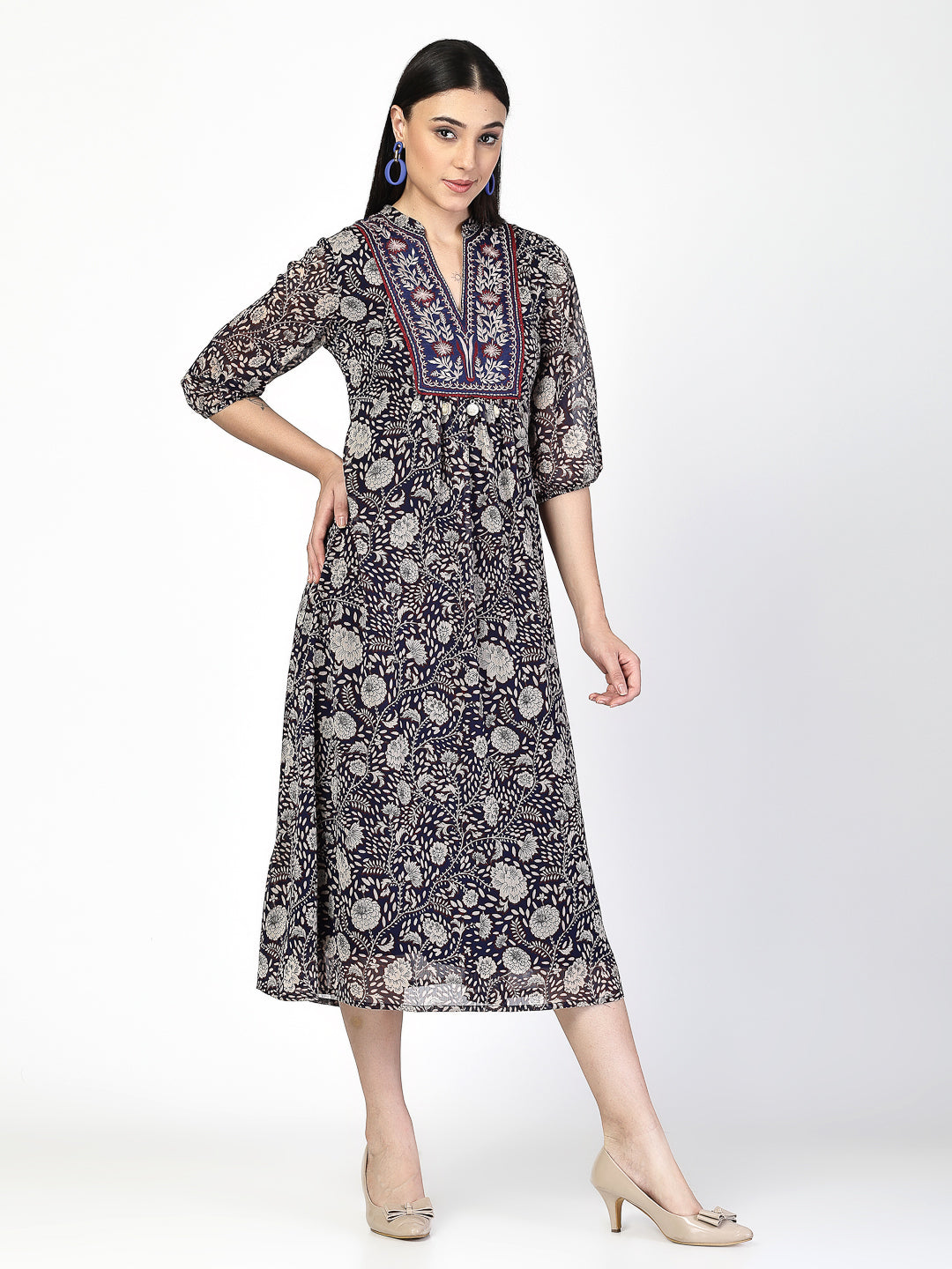 Embroidered A-Line Dress - Cosmic Trio