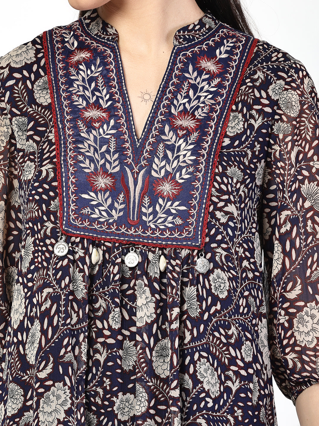 Embroidered A-Line Dress - Cosmic Trio