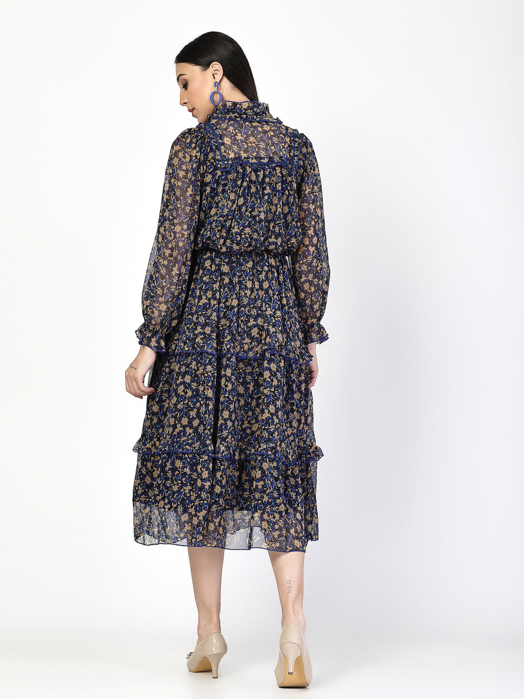 Floral Print Tiered Dress - Cosmic Trio