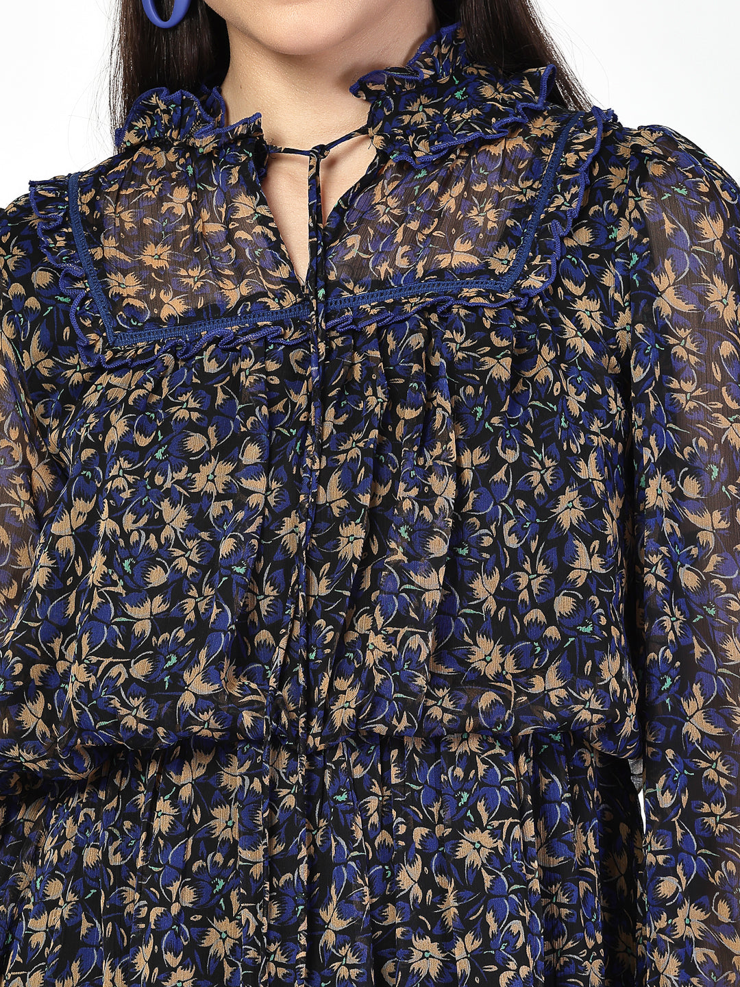 Floral Print Tiered Dress - Cosmic Trio