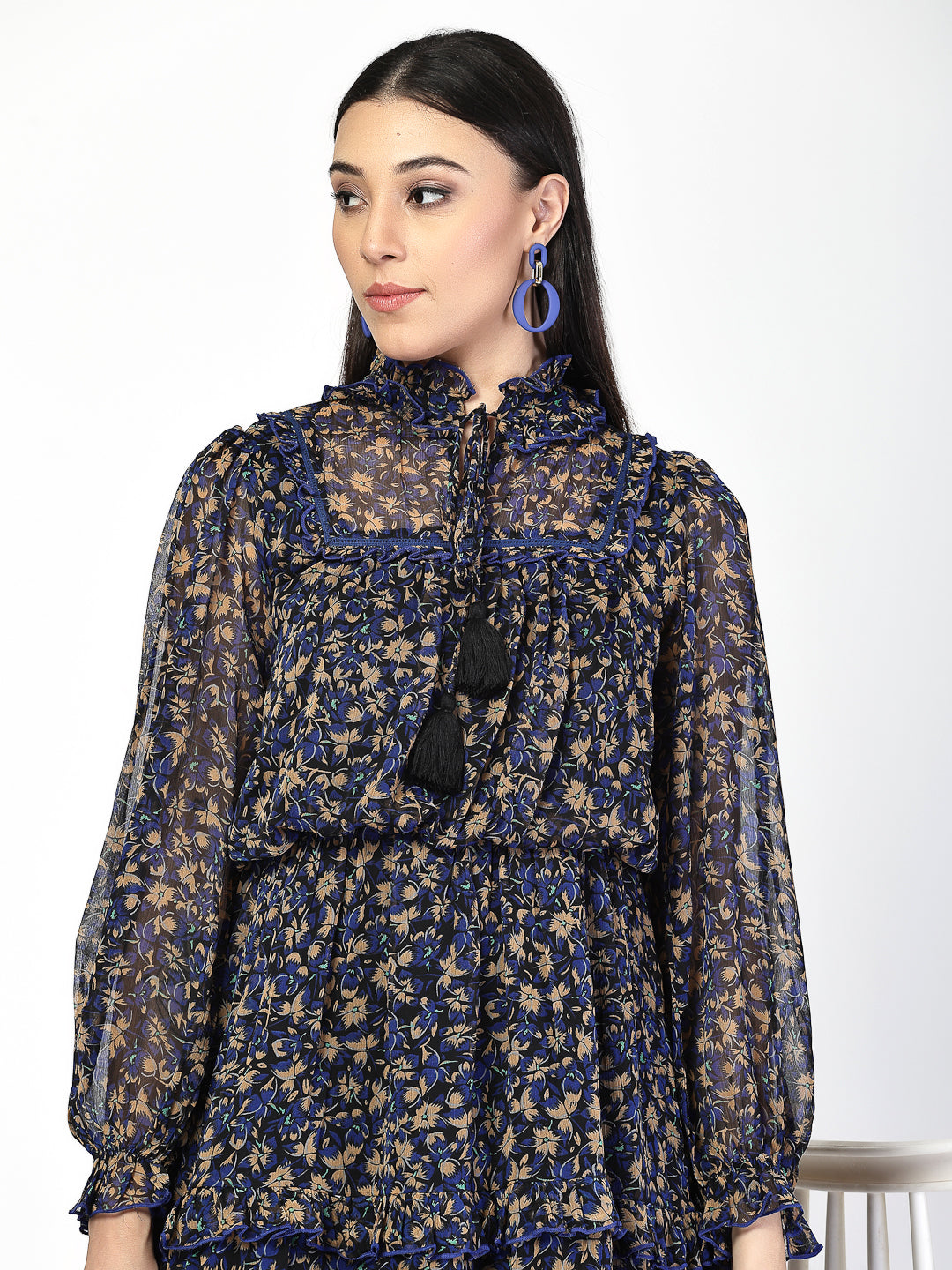 Floral Print Tiered Dress - Cosmic Trio