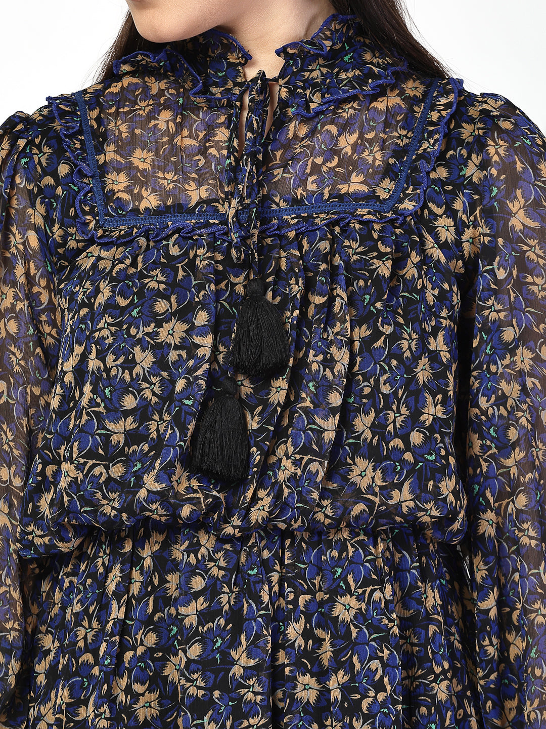 Floral Print Tiered Dress - Cosmic Trio