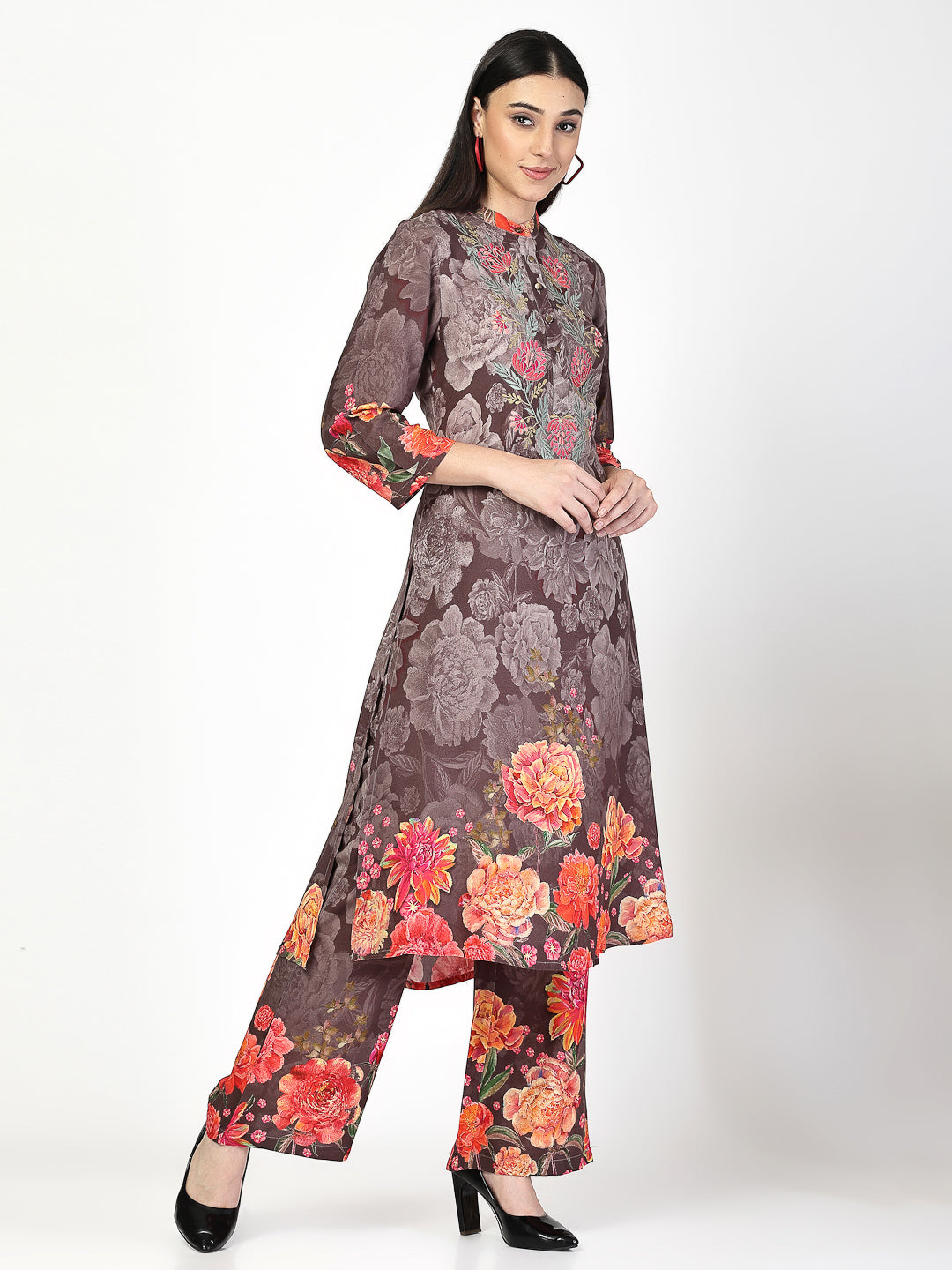 Blooming Floral Printed Kurta Set - Cosmic Trio