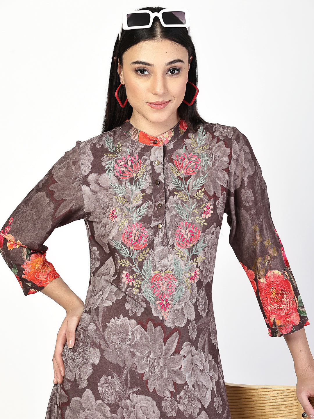 Blooming Floral Printed Kurta Set - Cosmic Trio