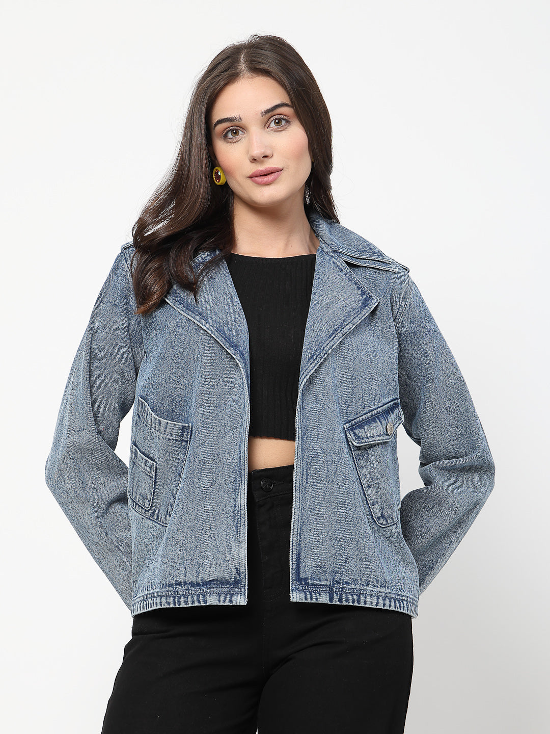 Cross-Pocket Denim Jacket - Cosmic Trio