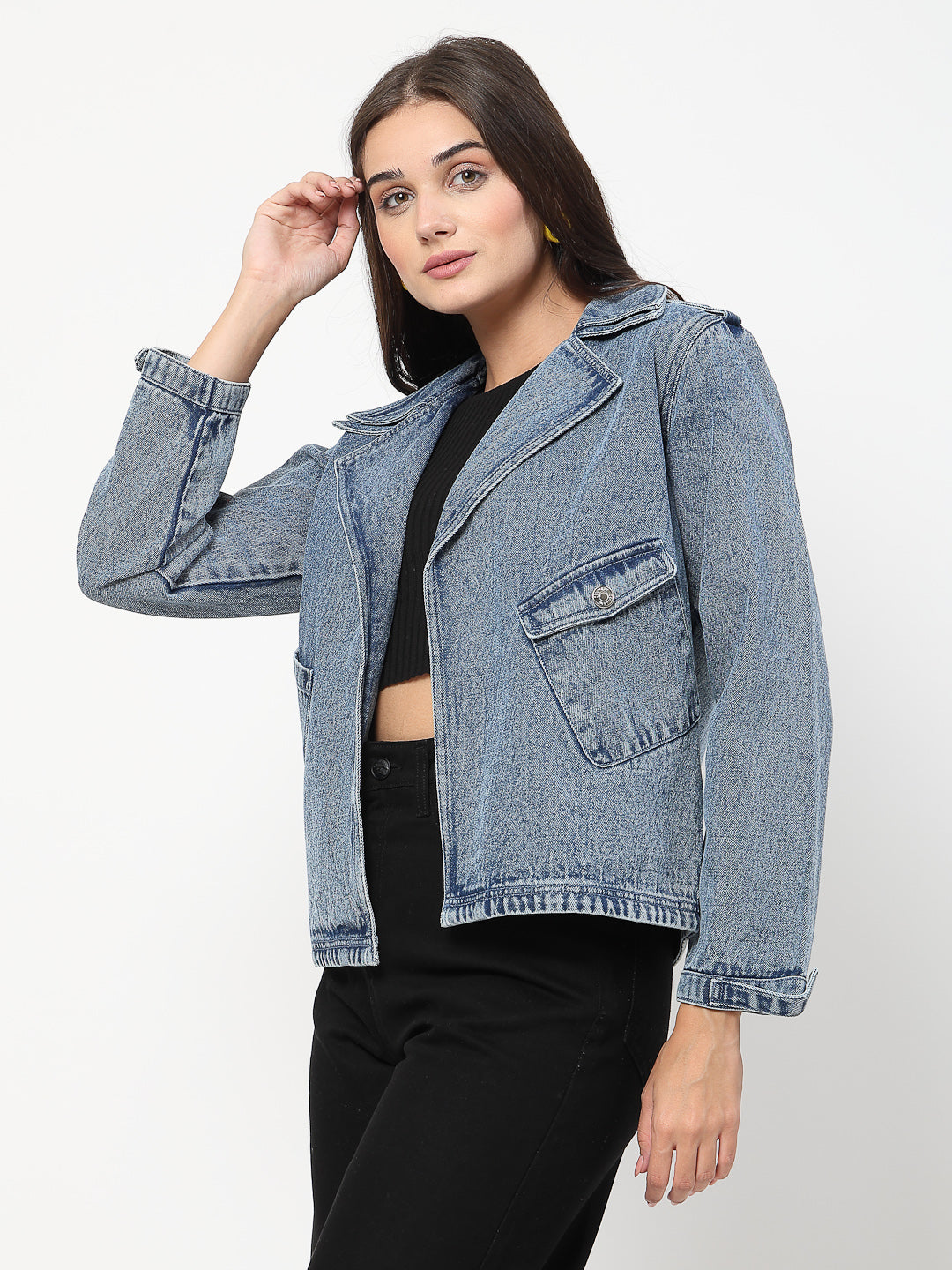 Cross-Pocket Denim Jacket - Cosmic Trio