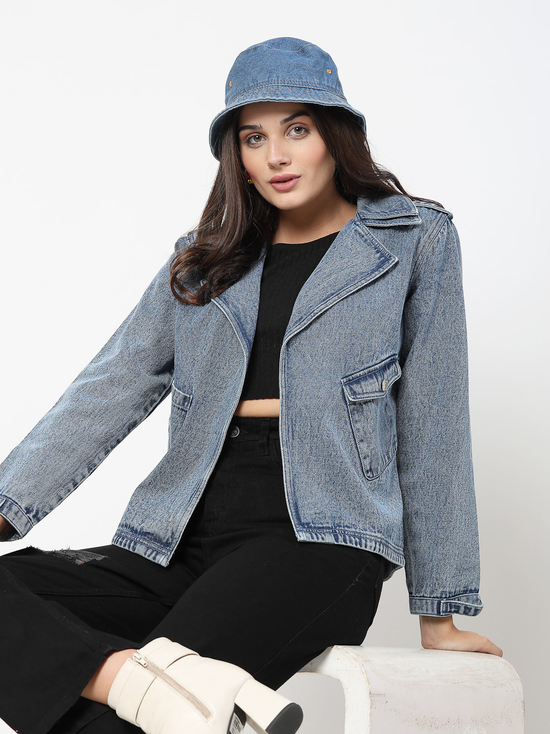 Cross-Pocket Denim Jacket - Cosmic Trio