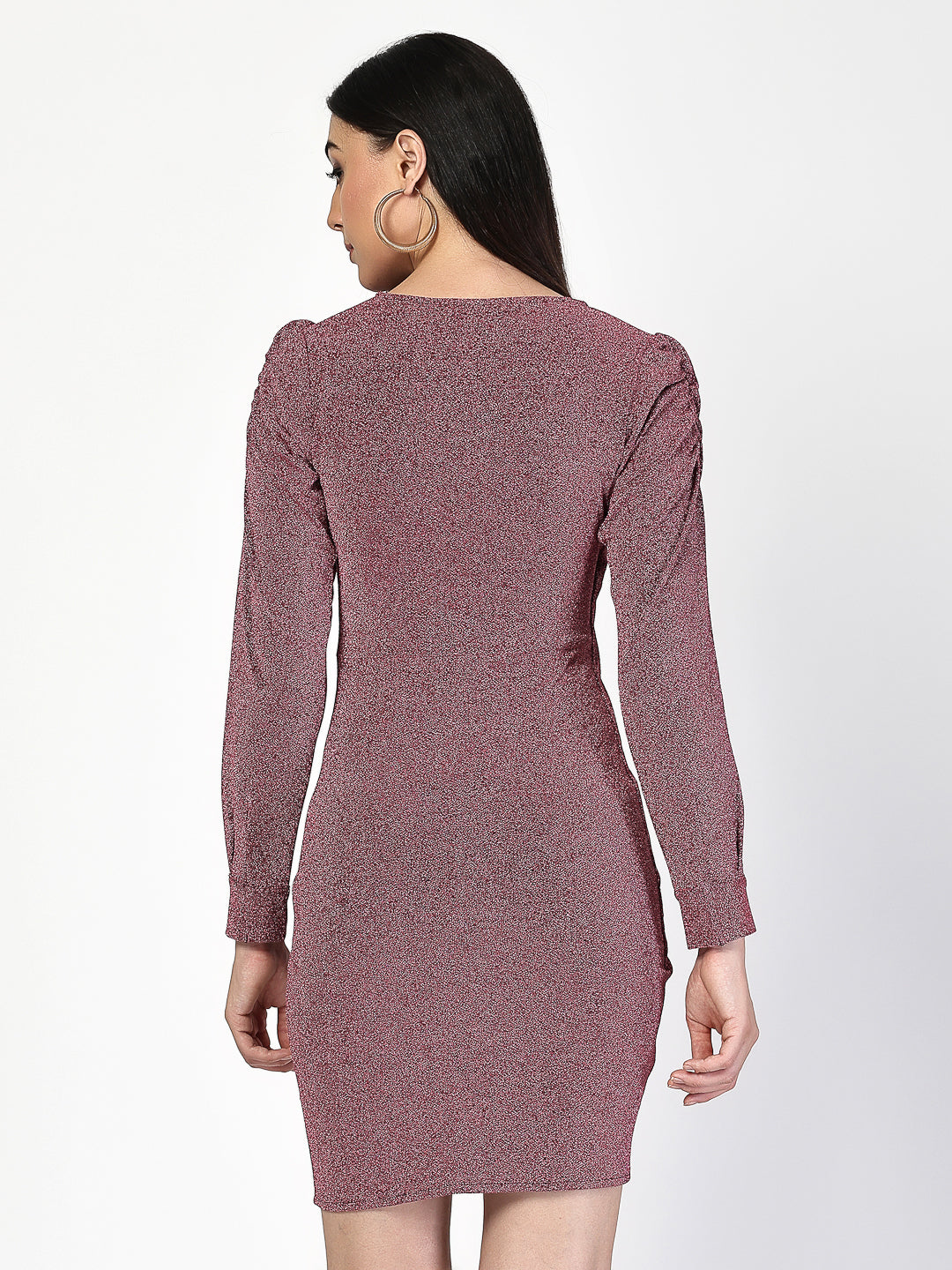 Shiny Cross V-Neck Wrap Bodycon Dress - Cosmic Trio