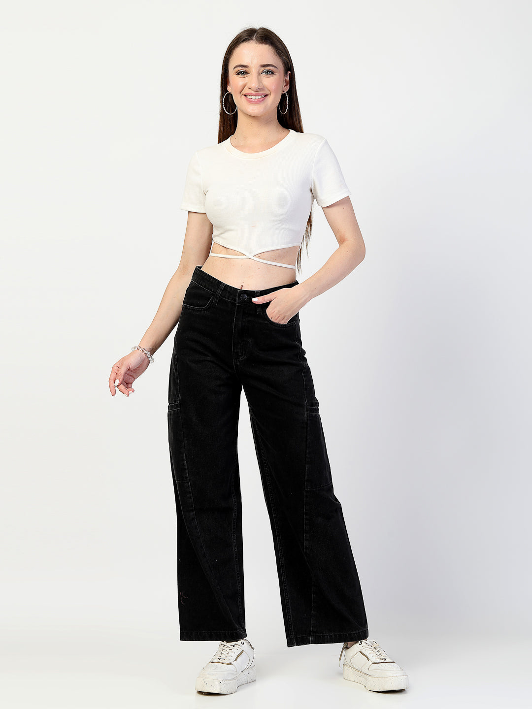 Relaxed Straight Fit Cargos Denim Jeans - Cosmic Trio