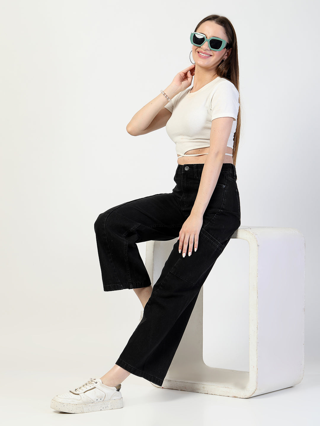Relaxed Straight Fit Cargos Denim Jeans - Cosmic Trio