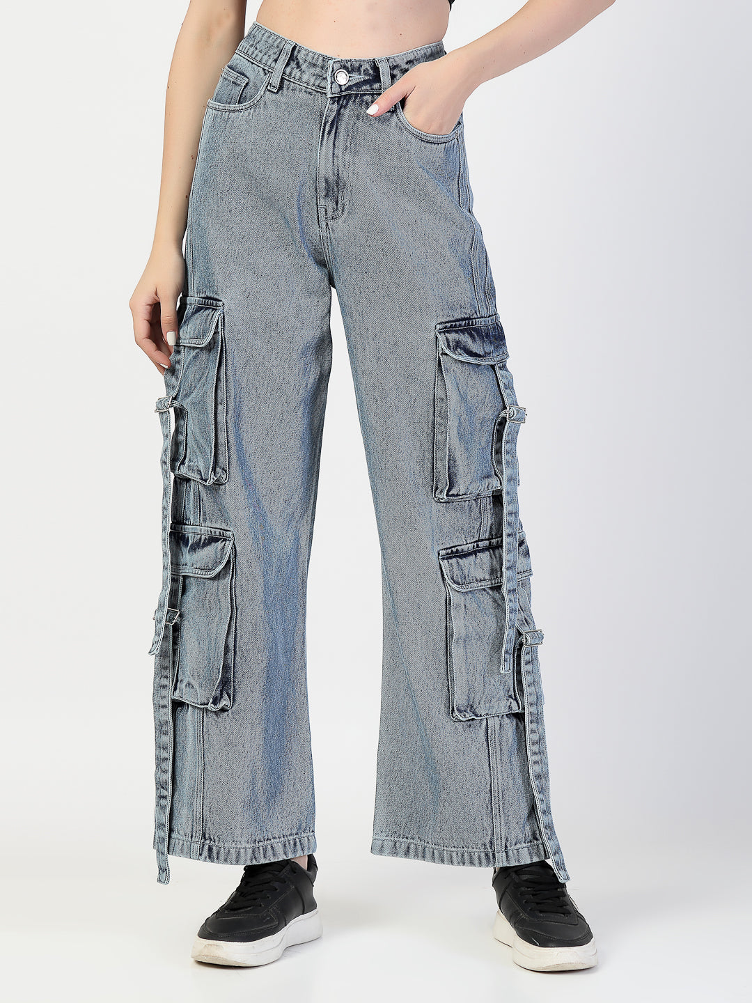 Blue Cotton Denim Jeans With Heavy Pockets - Cosmic Trio