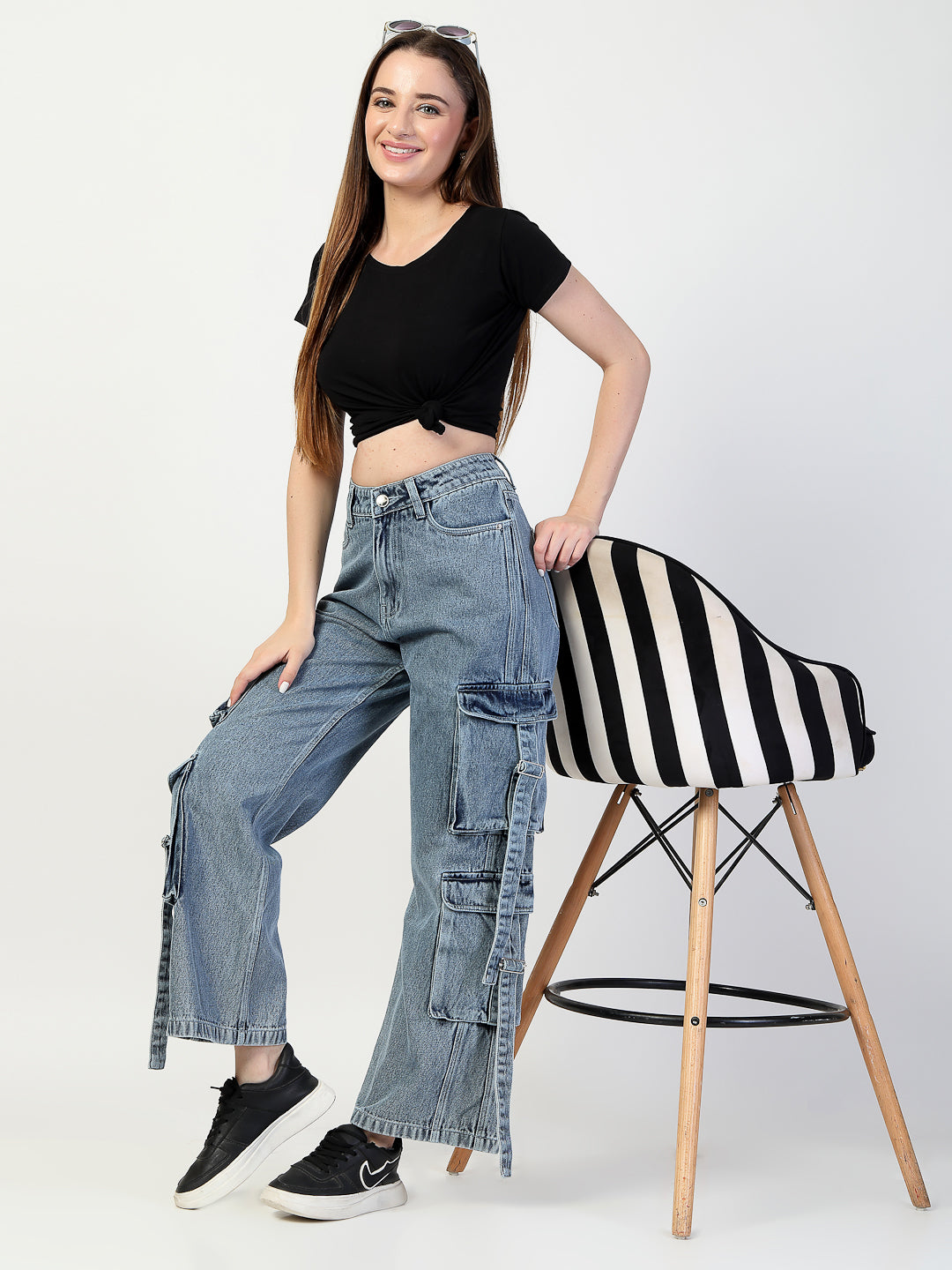 Blue Cotton Denim Jeans With Heavy Pockets - Cosmic Trio