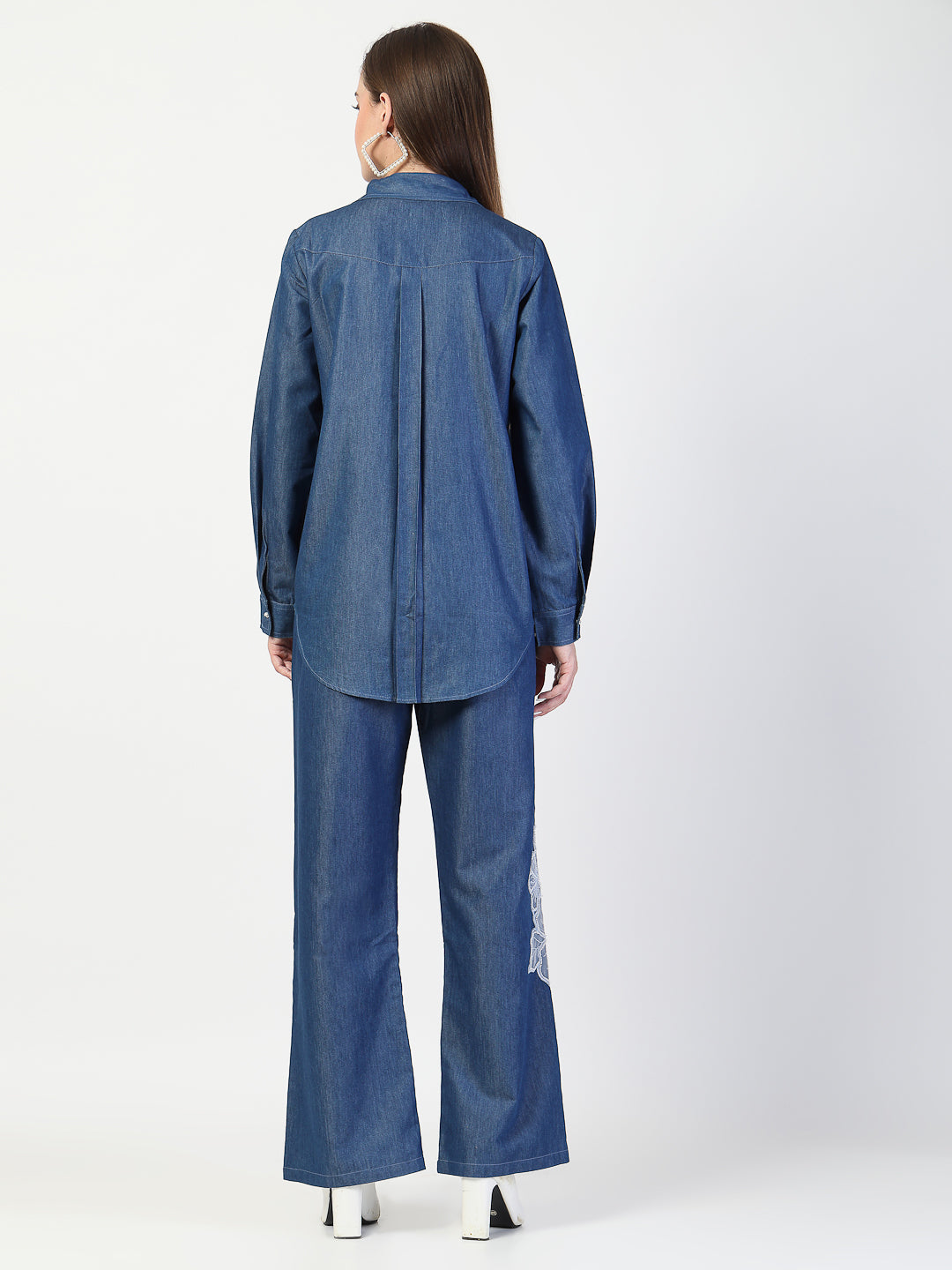 Blue Denim Embroidered Co-Ord Set - Cosmic Trio