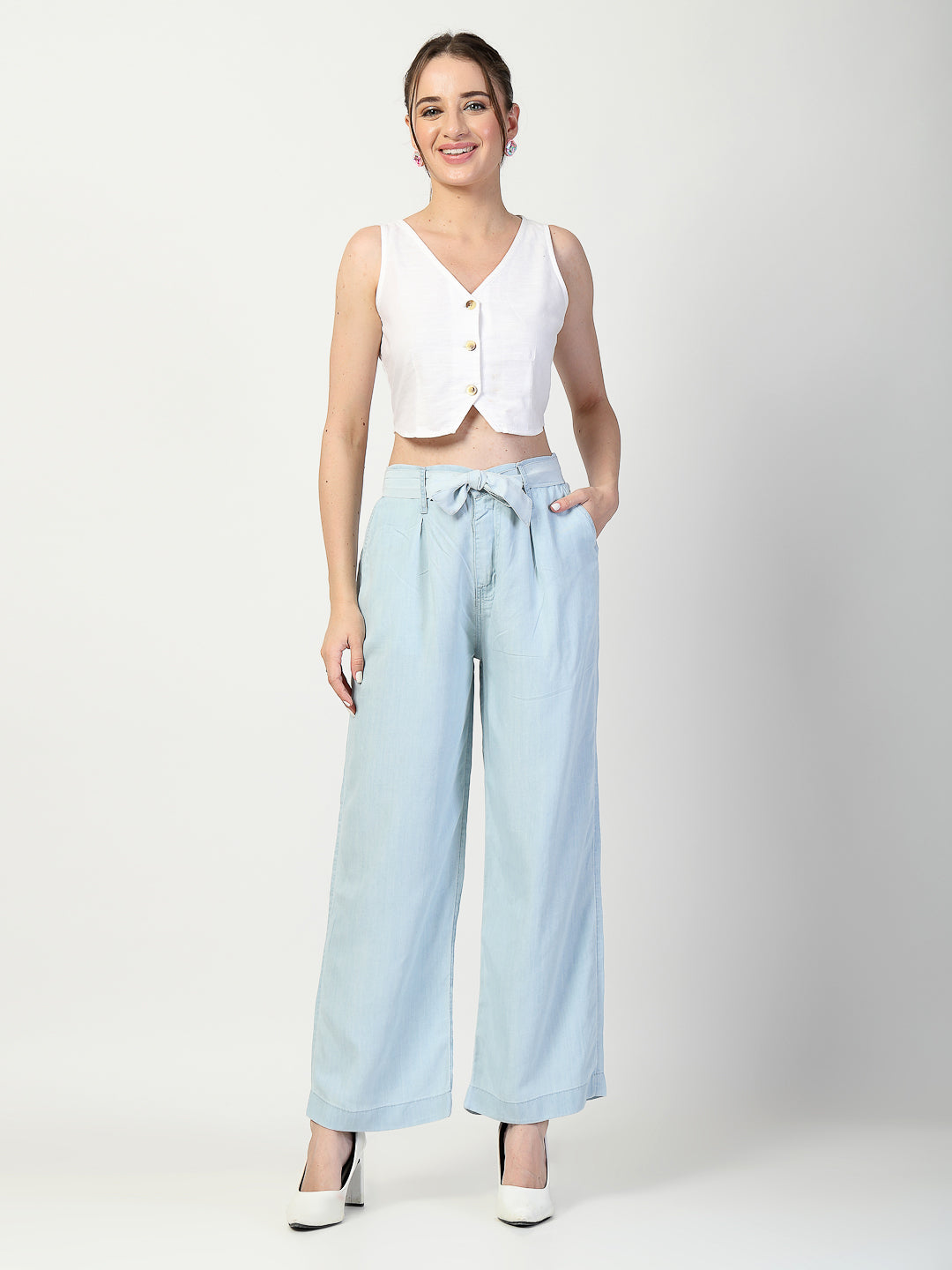 Flared High Rise Light Blue Jeans