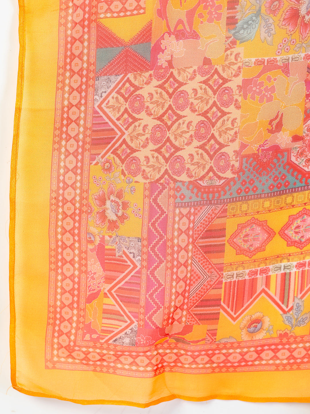 Vibrant Yellow Printed Kurta Trouser Set with Dupatta - Cosmic Trio