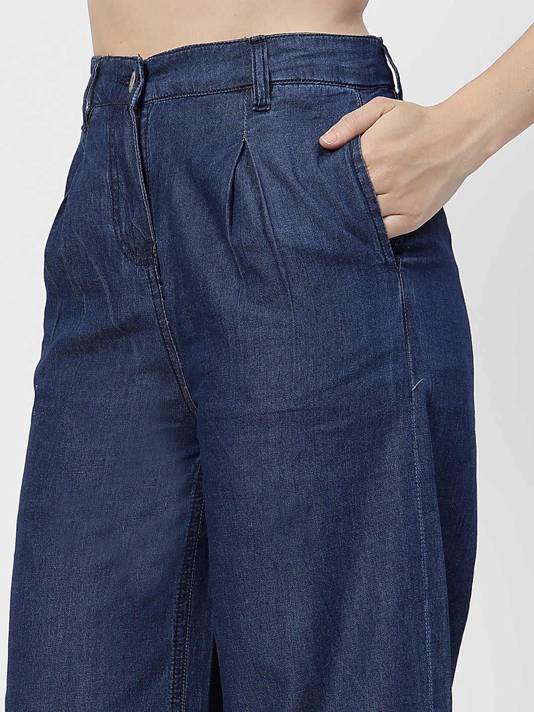 Blue Cotton Denim Co-Ord Set – Sleeveless Party Wear