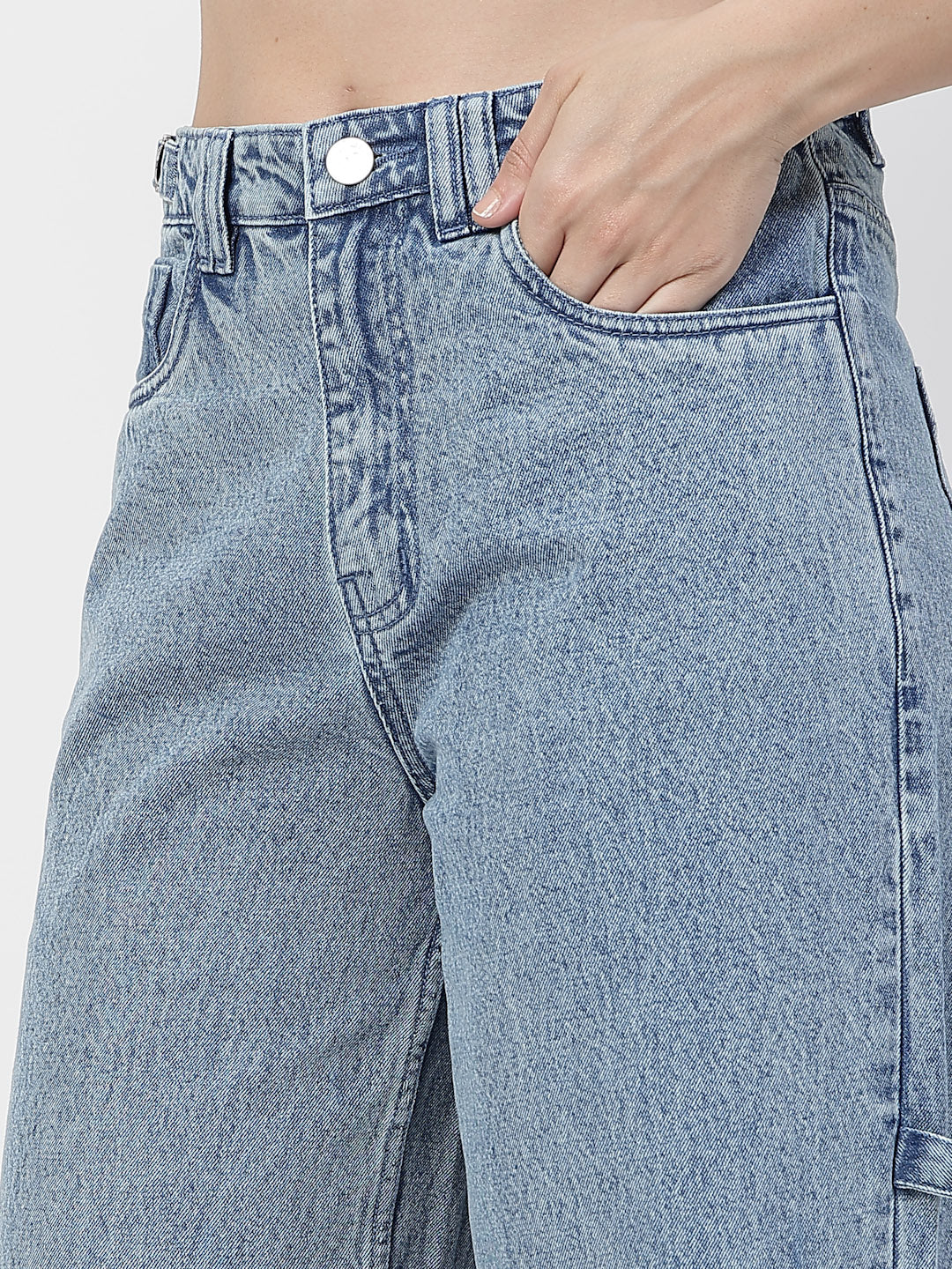 Women Light Indigo Straight Fit Cotton Denim Jeans