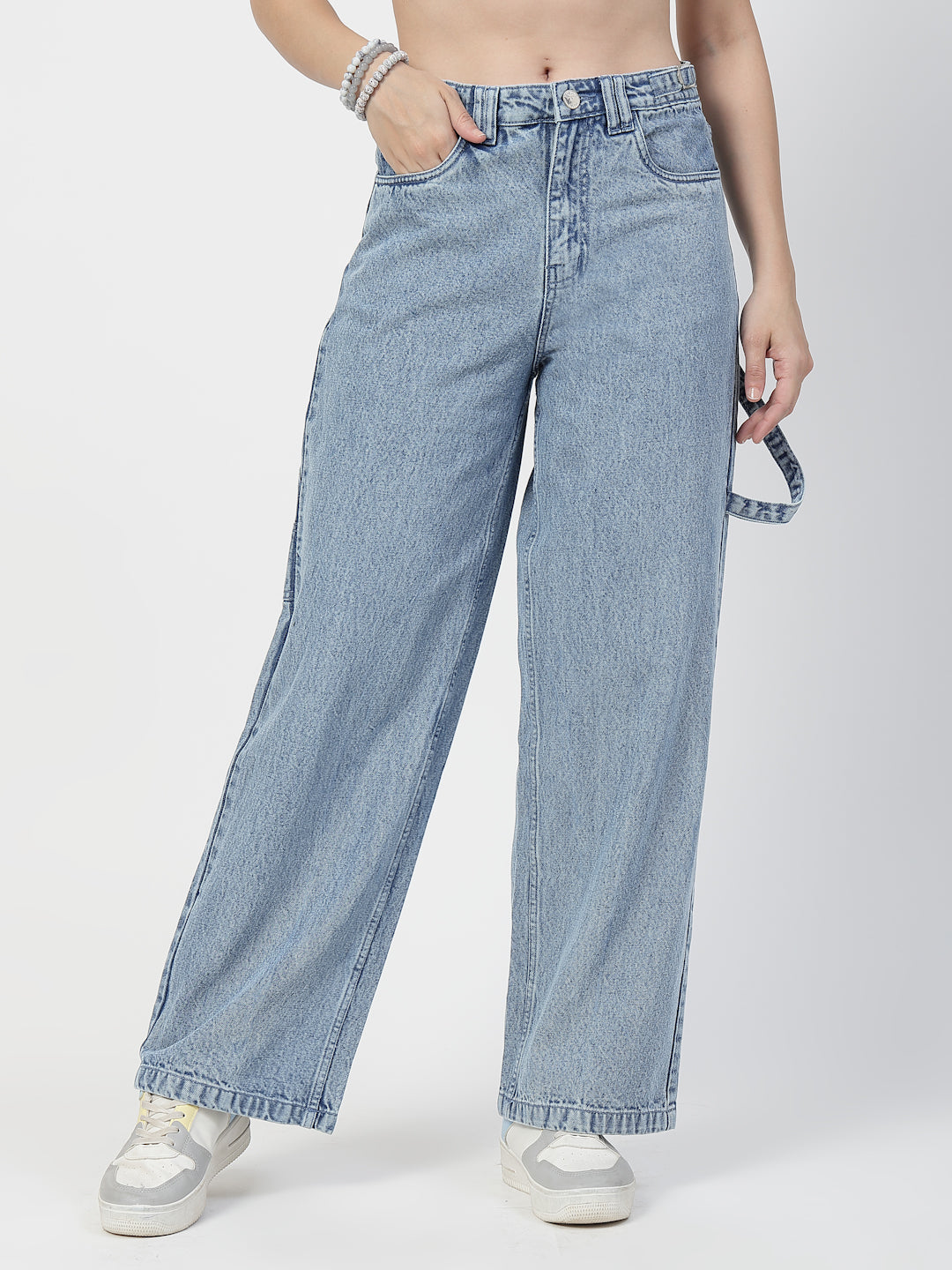 Women Light Indigo Straight Fit Cotton Denim Jeans