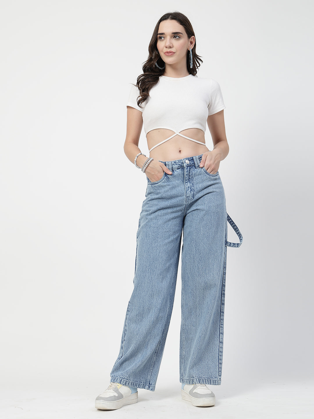 Women Light Indigo Straight Fit Cotton Denim Jeans