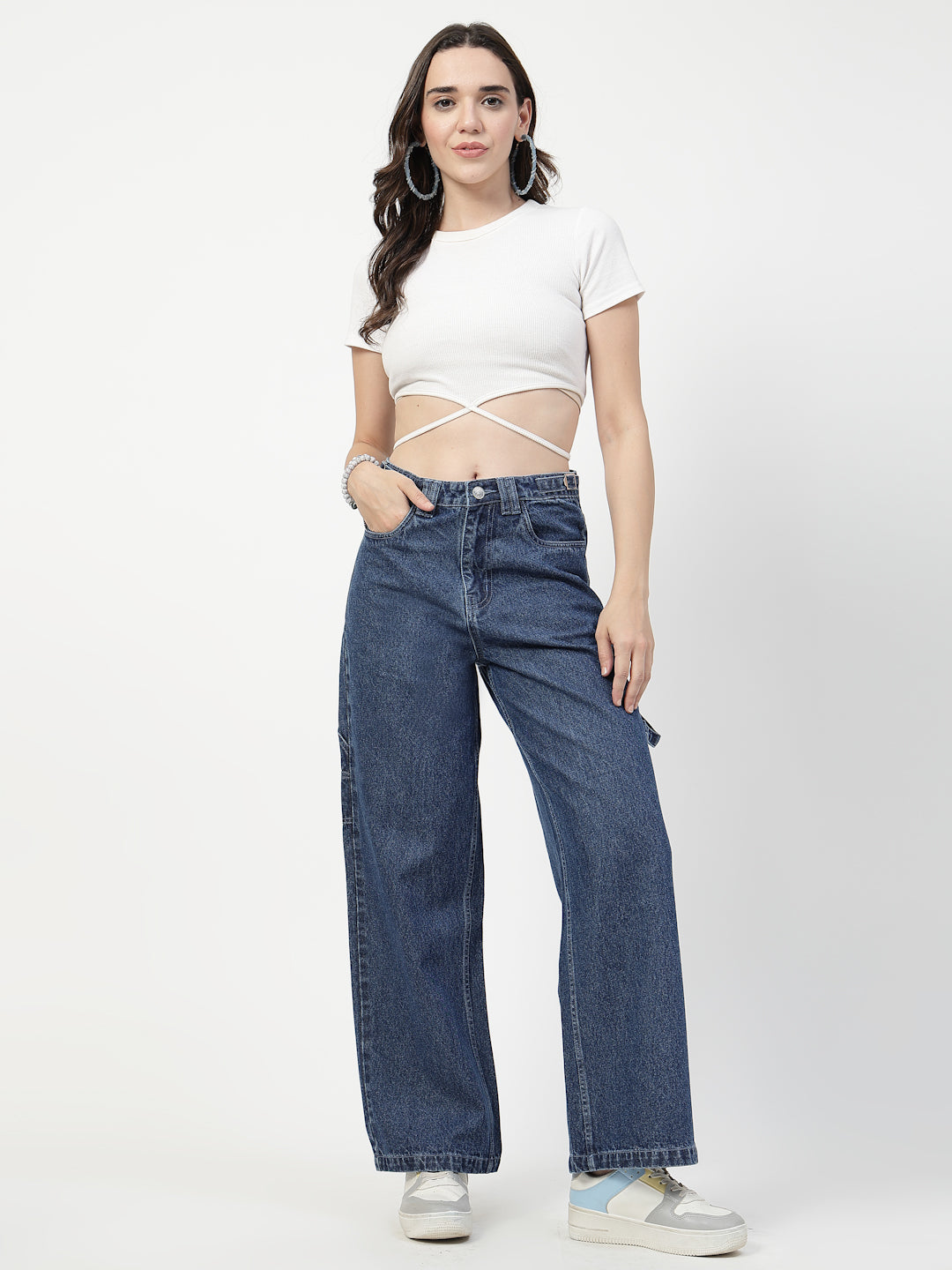 Women Mid Indigo Straight Fit Cotton Denim Jeans
