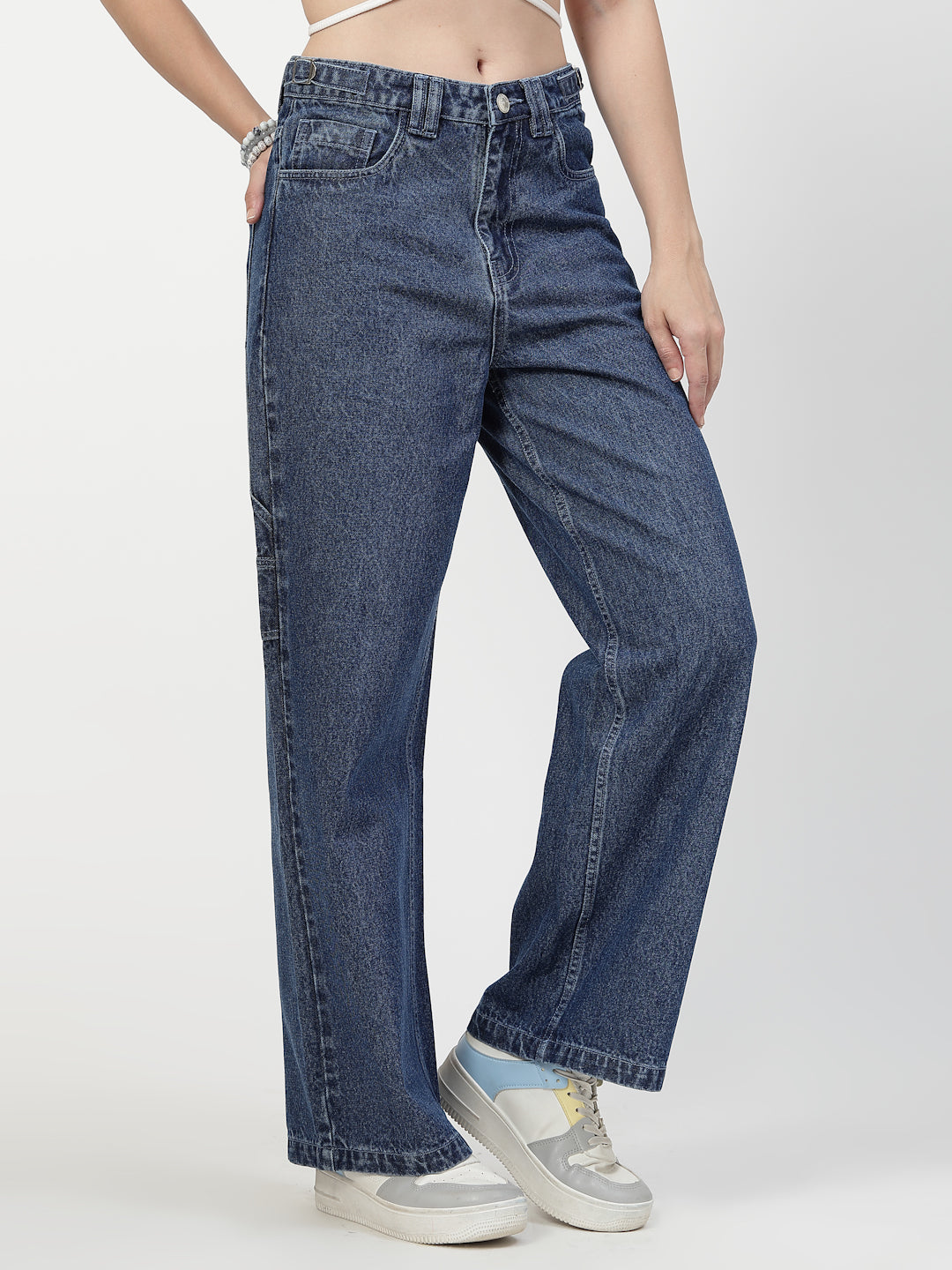 Women Mid Indigo Straight Fit Cotton Denim Jeans