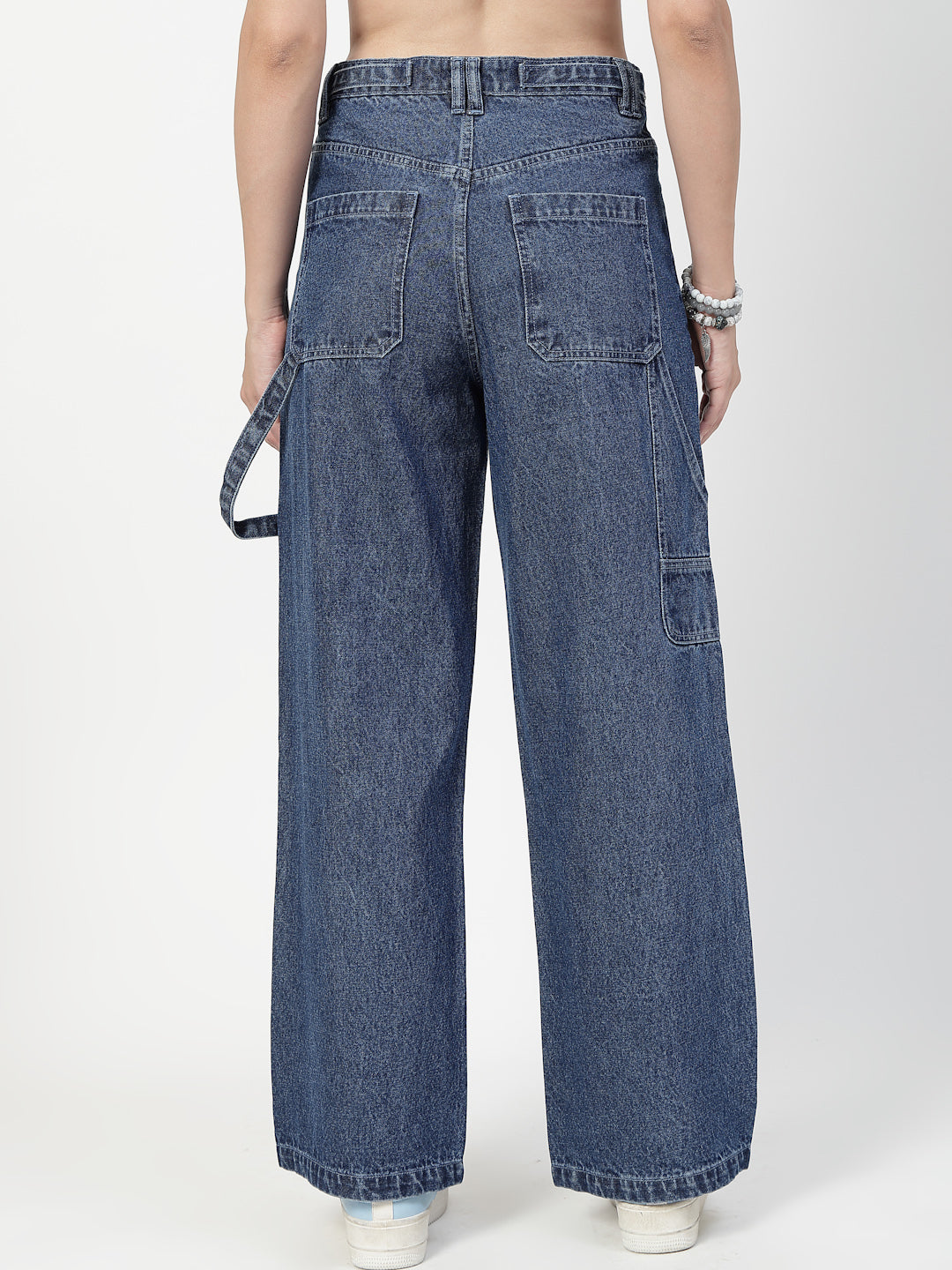 Mid Indigo Wide Leg Denim Jeans for Women
