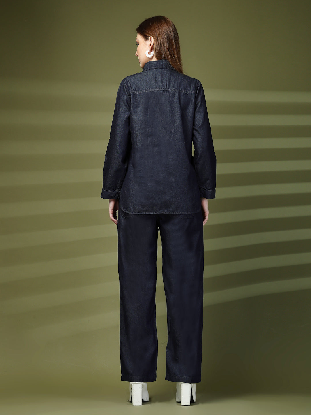 Indigo Embroidered Denim Co-Ord Set