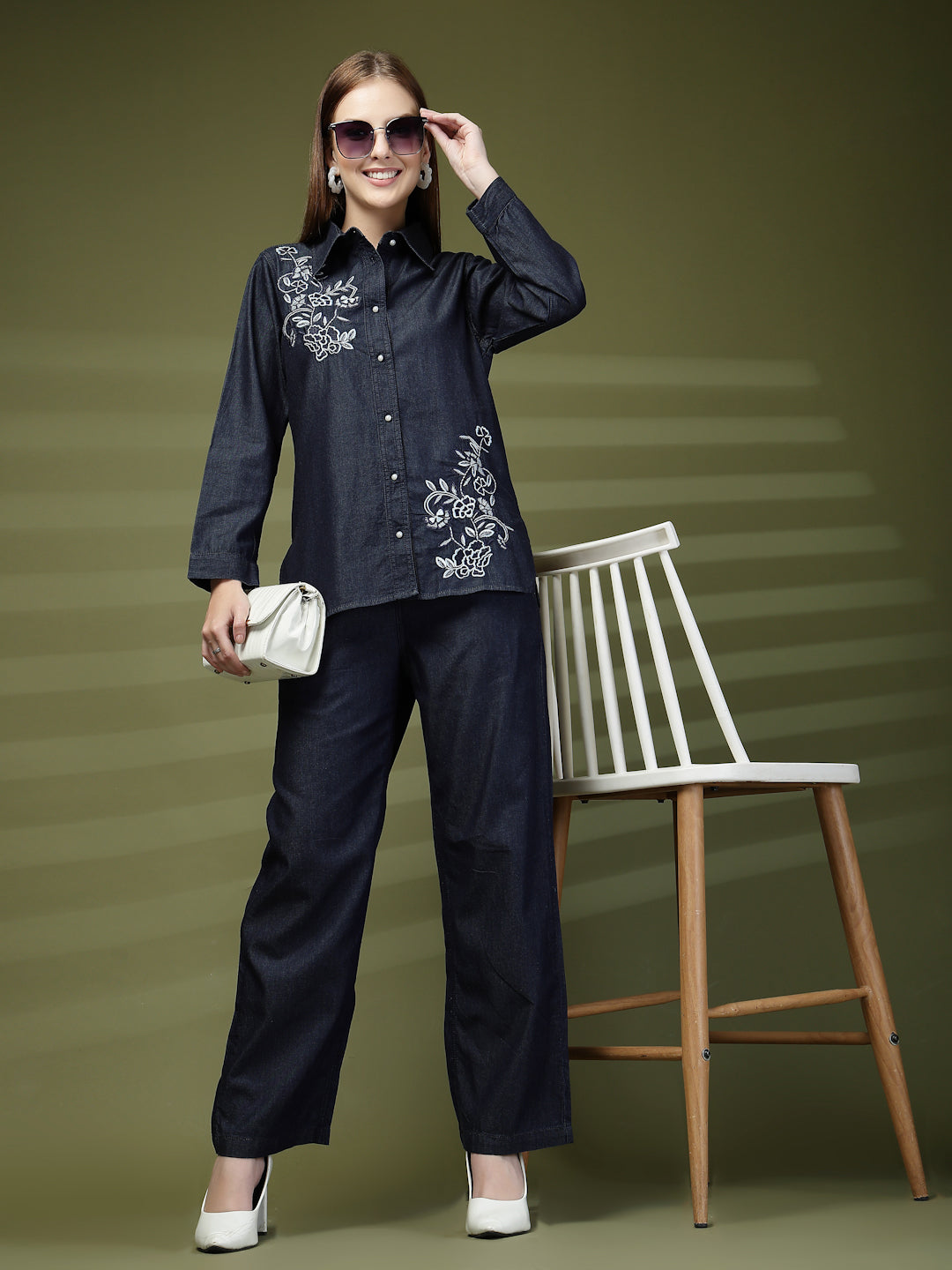 Embroidered Denim Co-ords Set