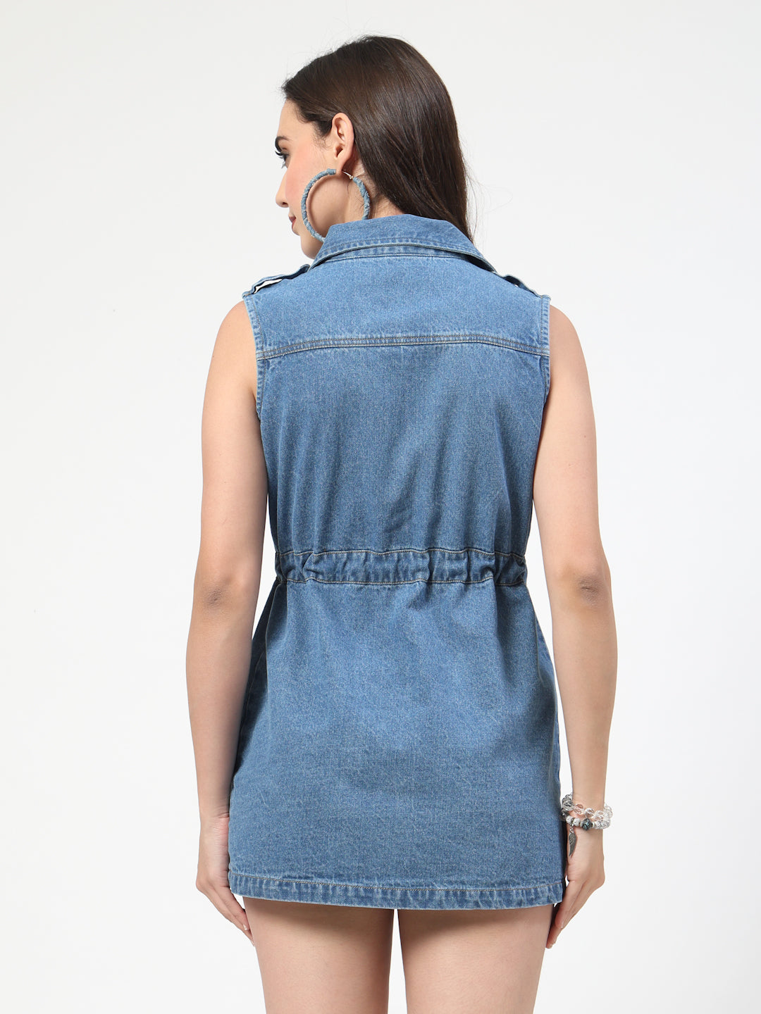 Washed Lightweight Longline Denim Jacket - Cosmic Trio