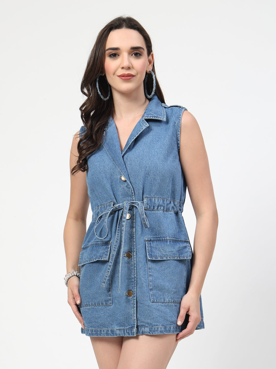 Washed Lightweight Longline Denim Jacket - Cosmic Trio