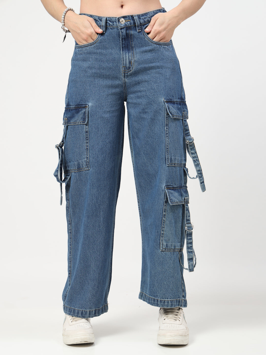 Relaxed Straight Loose Fit Cargos Jeans