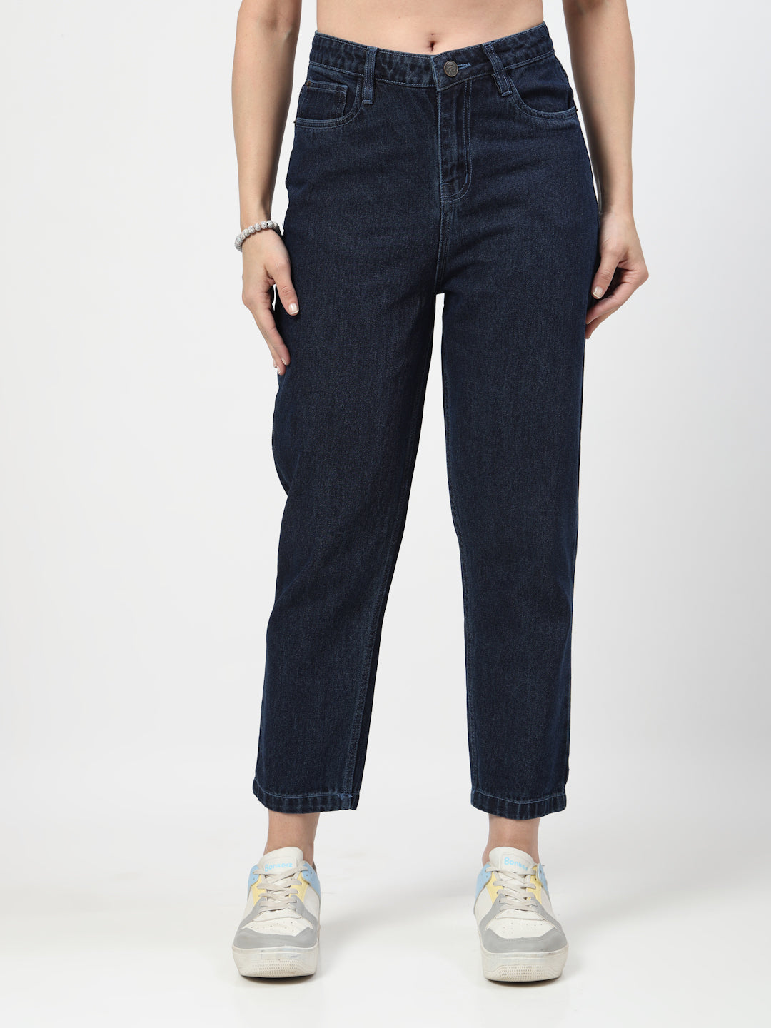Straight Fit Mid Rise Dark Blue Jeans