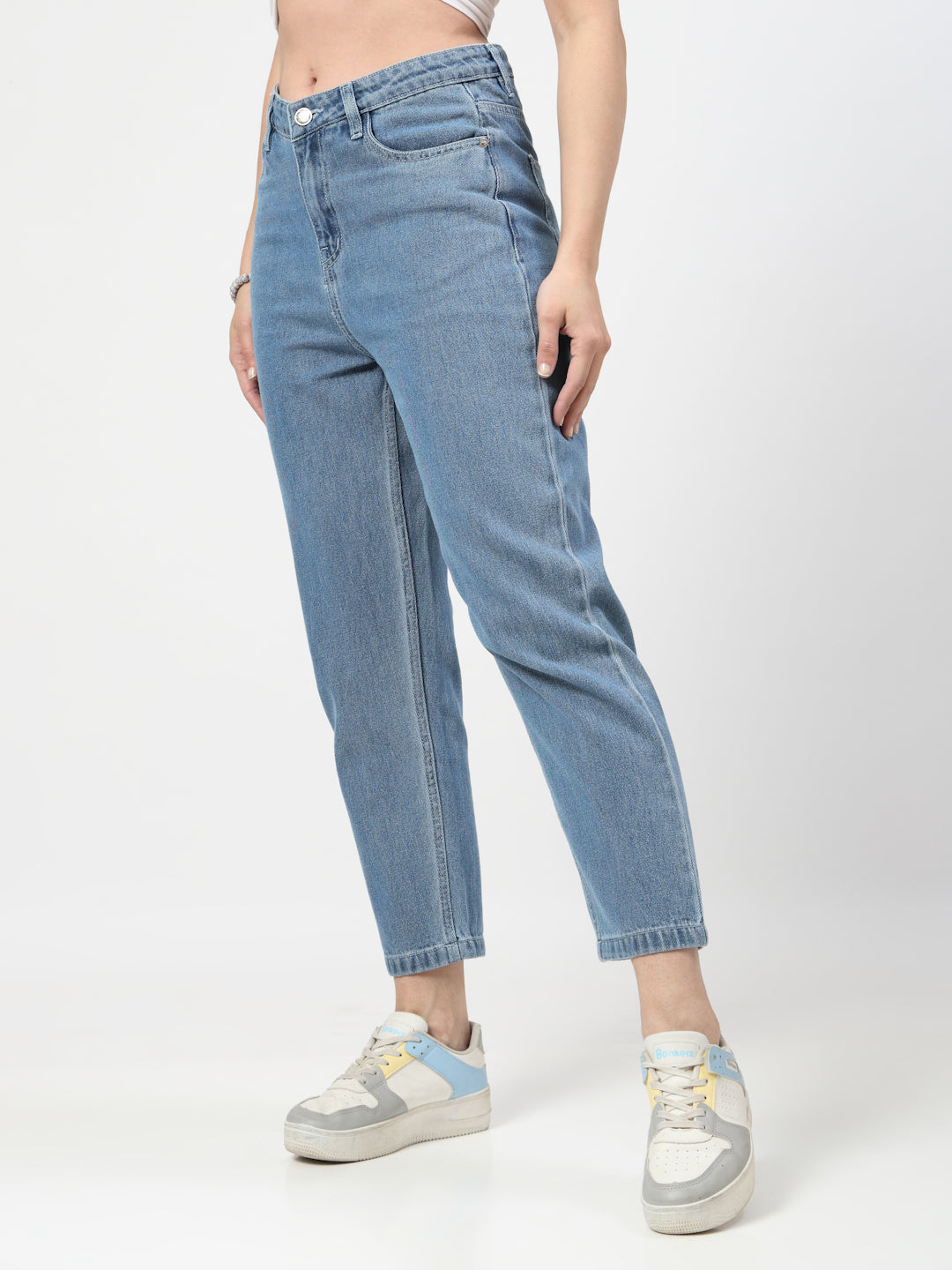 Mid Indigo Straight Fit Denim Jeans for Women