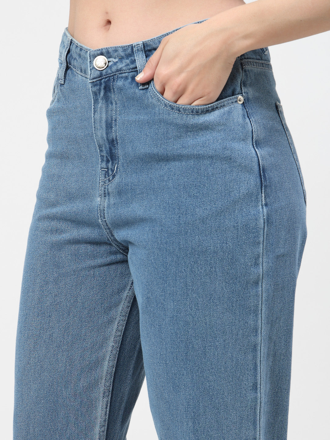 Mid Indigo Straight Fit Denim Jeans for Women