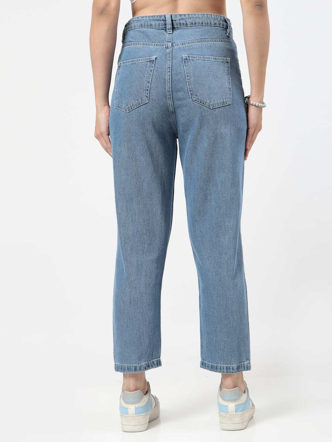 Mid Indigo Straight Fit Denim Jeans for Women