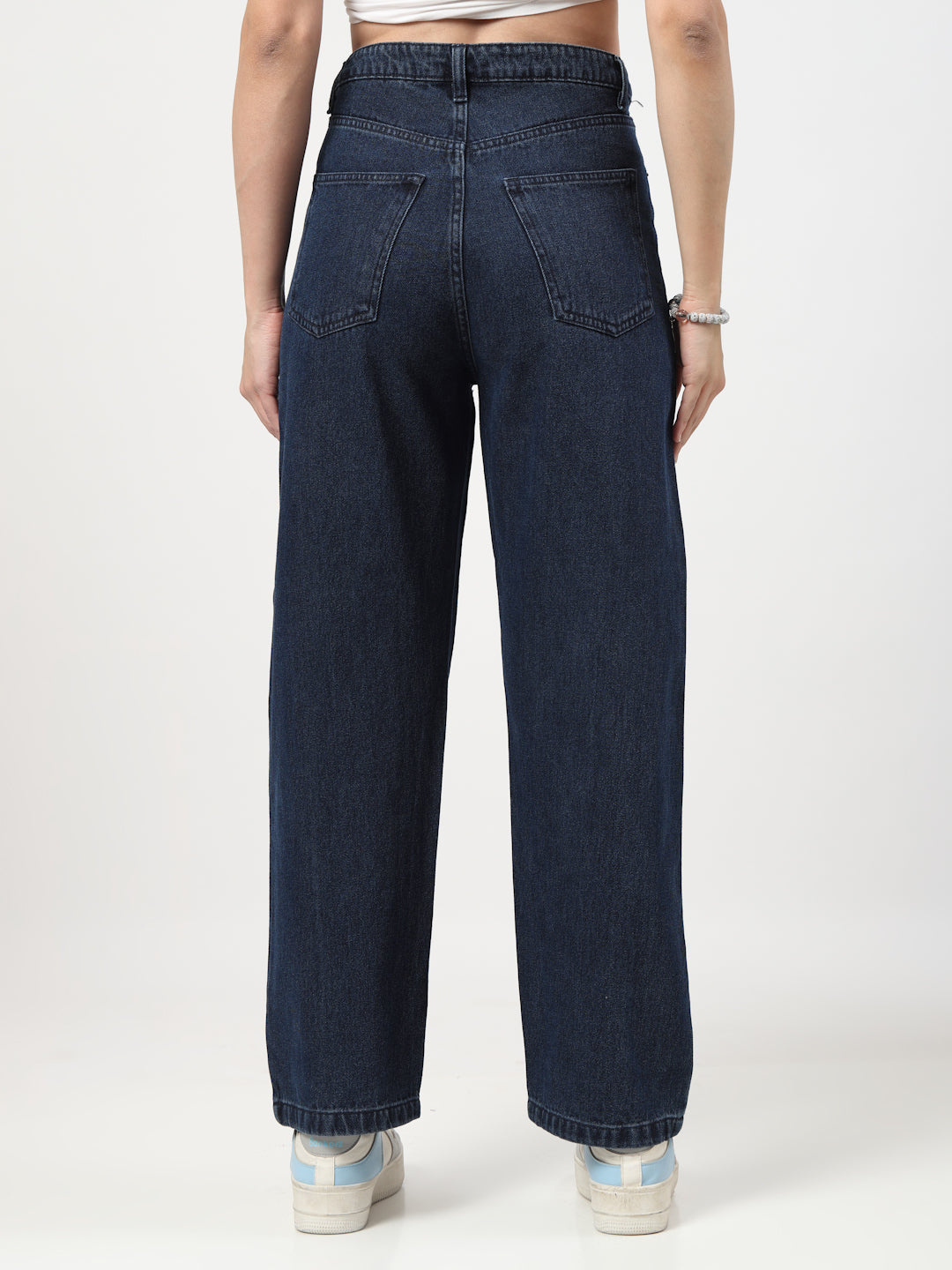Dark Indigo Mom Fit Denim Jeans for Women – Fitted, Mid-Rise