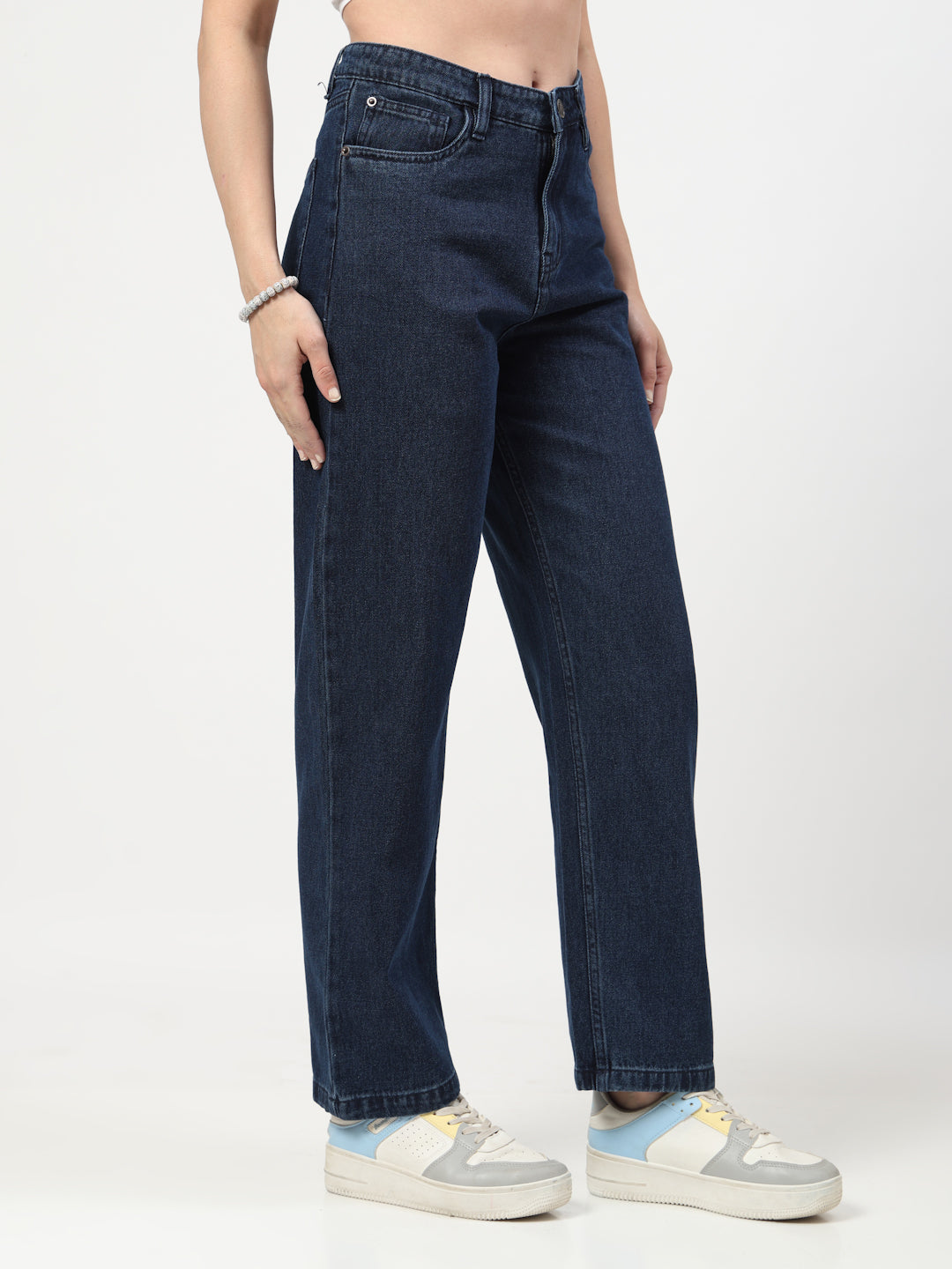 Flared Mid Rise Dark Blue Jeans