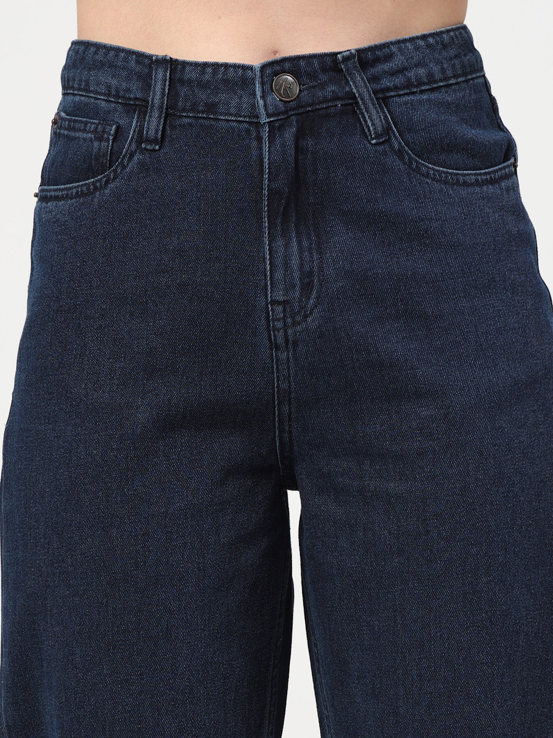 Dark Indigo Mom Fit Denim Jeans for Women – Fitted, Mid-Rise