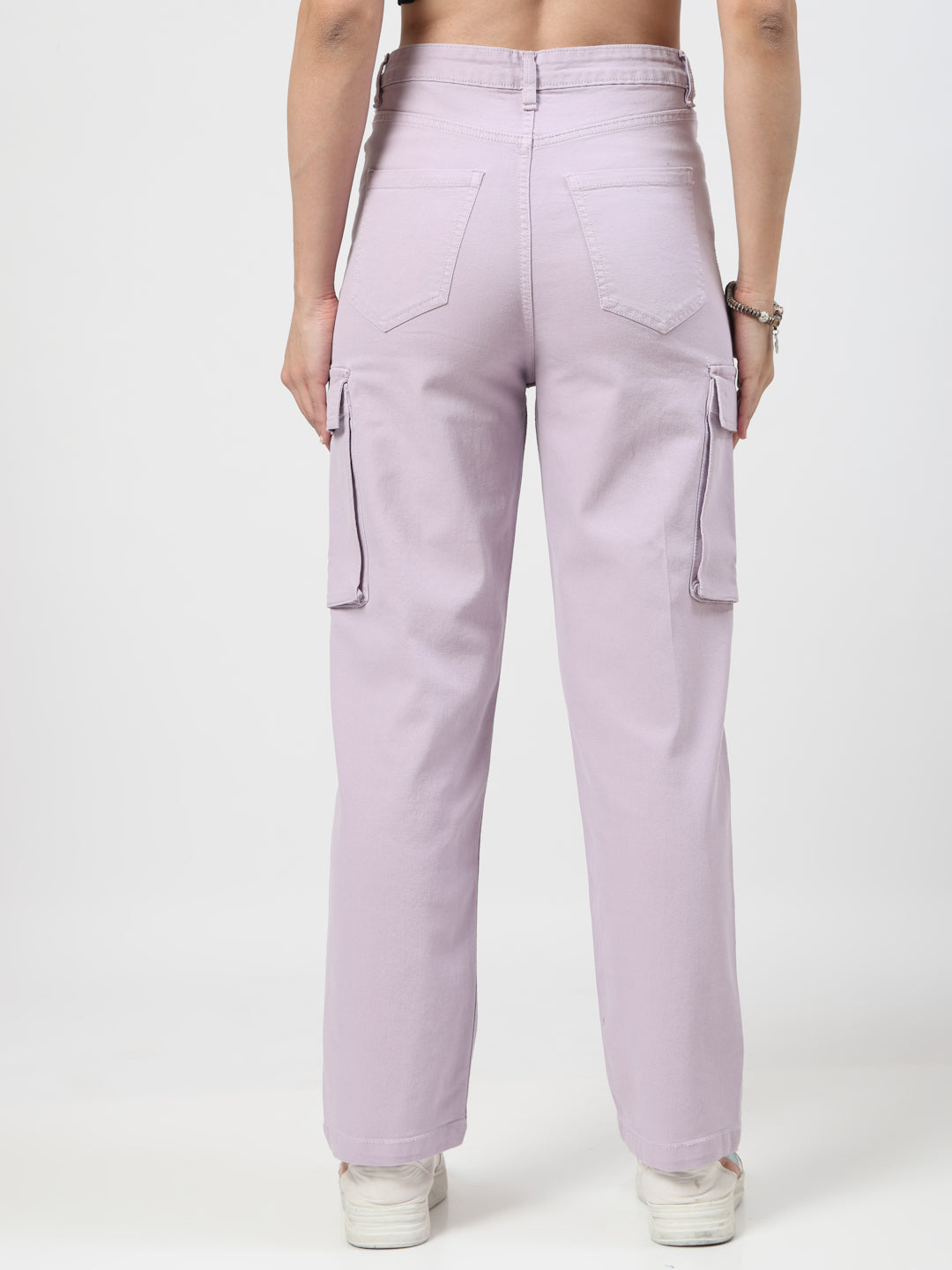 Lavender Cotton Cargo Pants for Women – Loose Fit Casual Wear