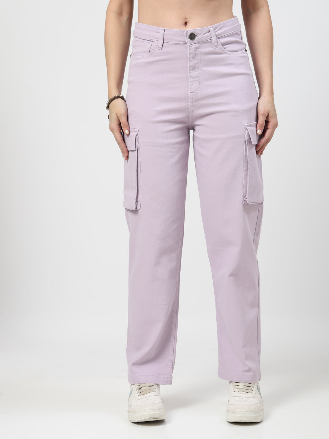 Lavender Loose Fit Cargos Jeans