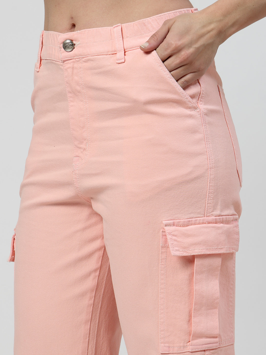 Peach Loose Fit Cargos Jeans