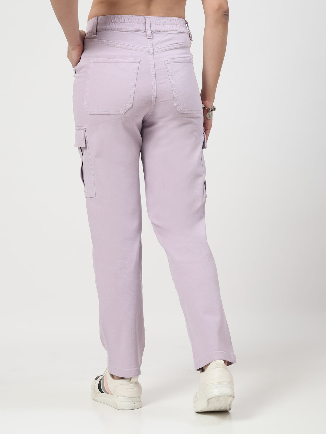 Lavender Cotton Cargo Pants for Women – Casual Loose Fit